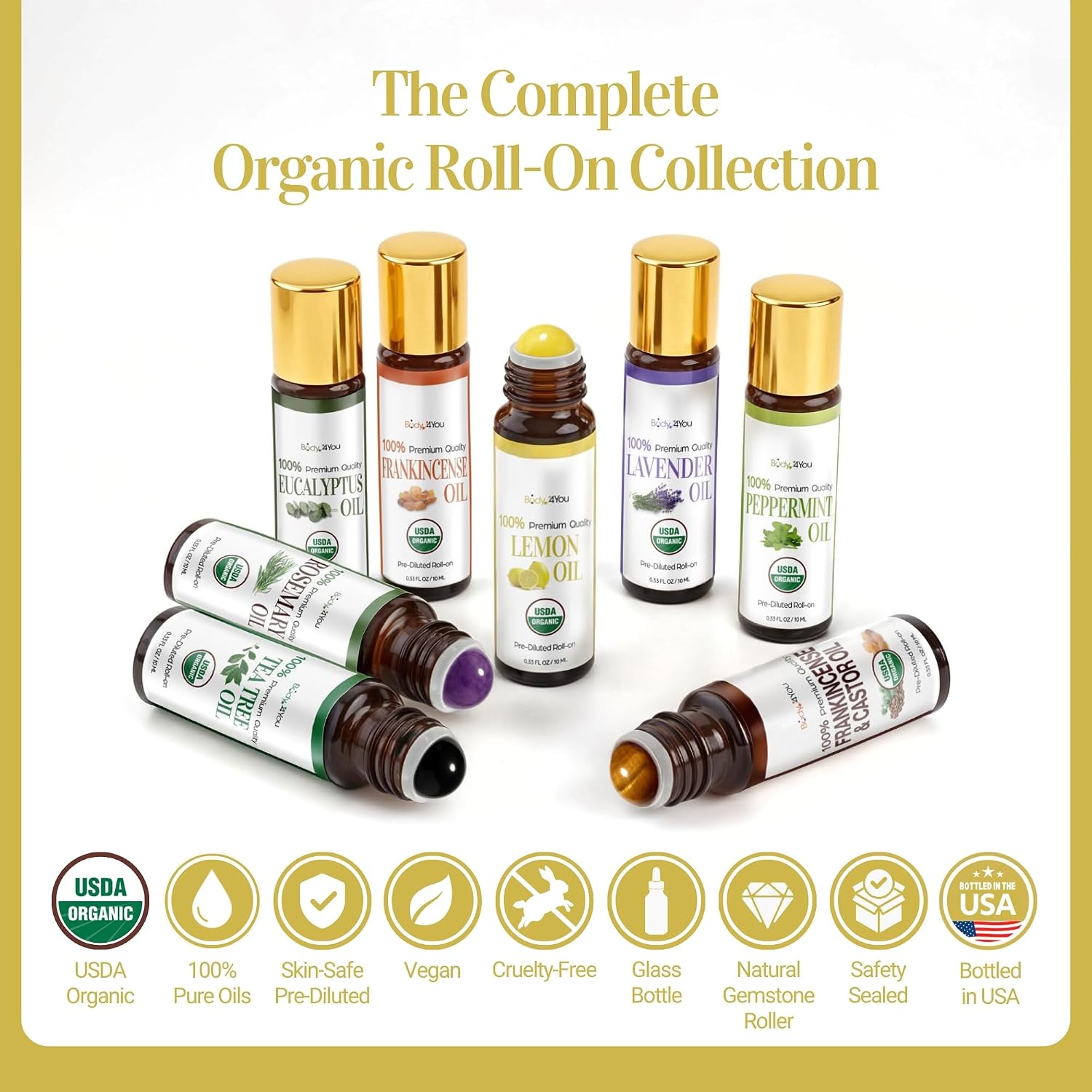 Lemon Essential Oil Roll On for Energy Mood Uplift Anxiety Relief - 100% Pure USDA Organic MCT Coconut Oil - Mental Clarity Focus Positivity Citrus Scent Perfume - Gemstone Roller 10ml Travel Size - Image 8