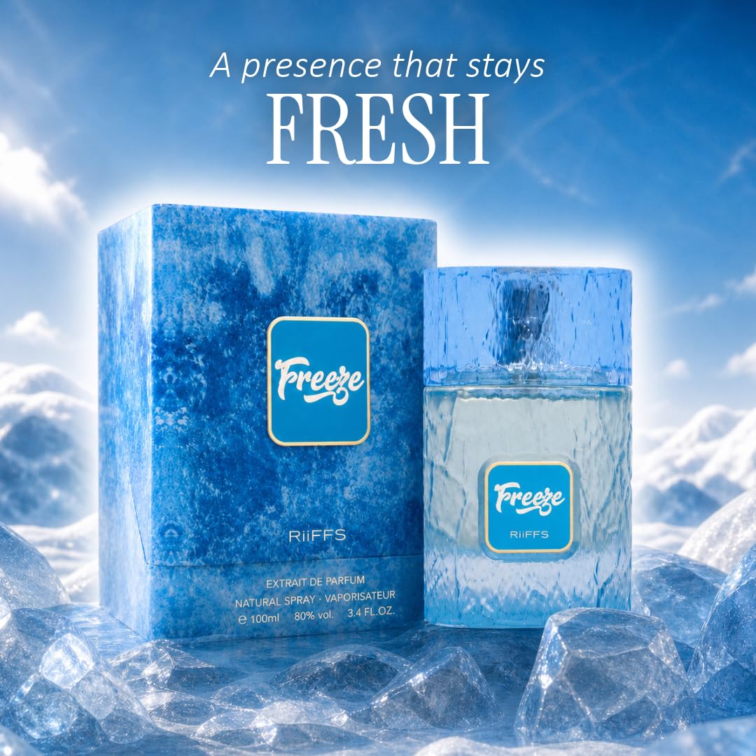 RiiFFS PARFUMS Freeze Extrait De Parfum Unisex Long Lasting Perfume Fresh Citrus, Mint & Amber Fragrance Premium Day-to-Night Scent for Men & Women Eau de Parfum Spray 100ml - Image 2