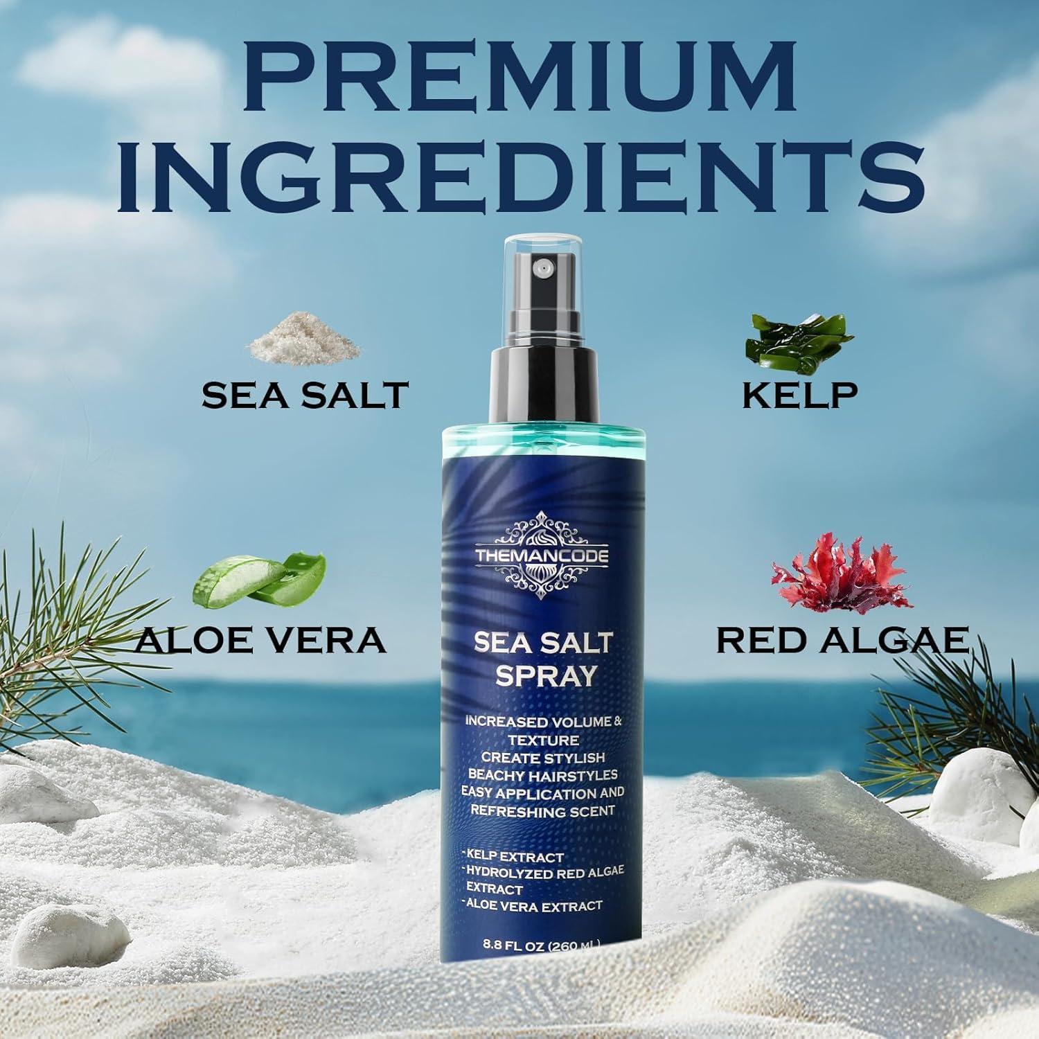 THEMANCODE Sea Salt Spray for Men, Texturizing Hairspray, Travel Essentials, Beach Vacation Essentials, Surf Spray Adds Instant Volume, Travel Essentials, Hair Gifts for Men, 8.8 Oz - Image 5
