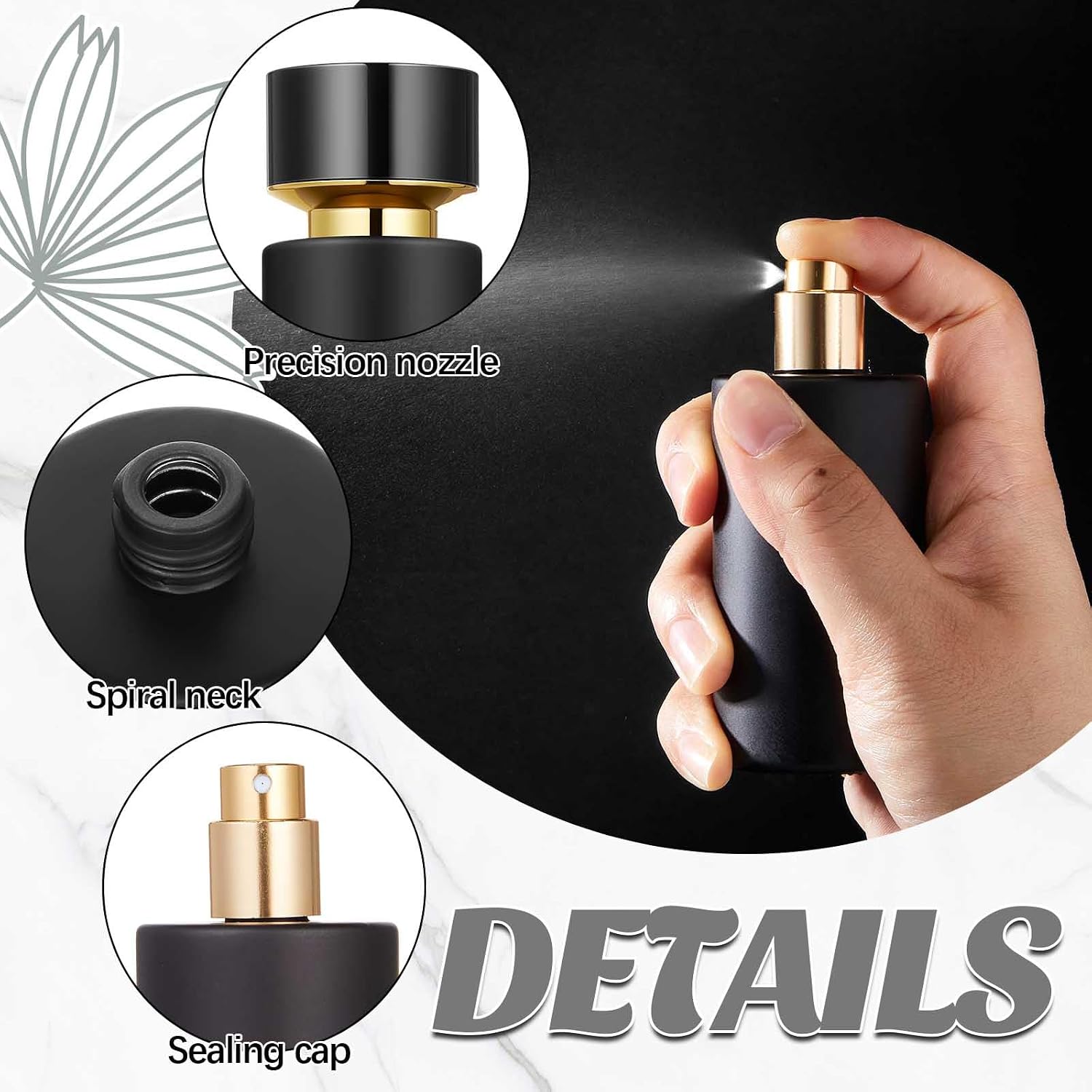 Teenyyou 12 Pack 50 ml Glass Perfume Bottles and Refill Tools Set, Travel Perfume Atomizer Spray Bottles, Portable Empty Refillable Atomizer Decanters with Dispenser Transfer Kit (Black) - Image 6