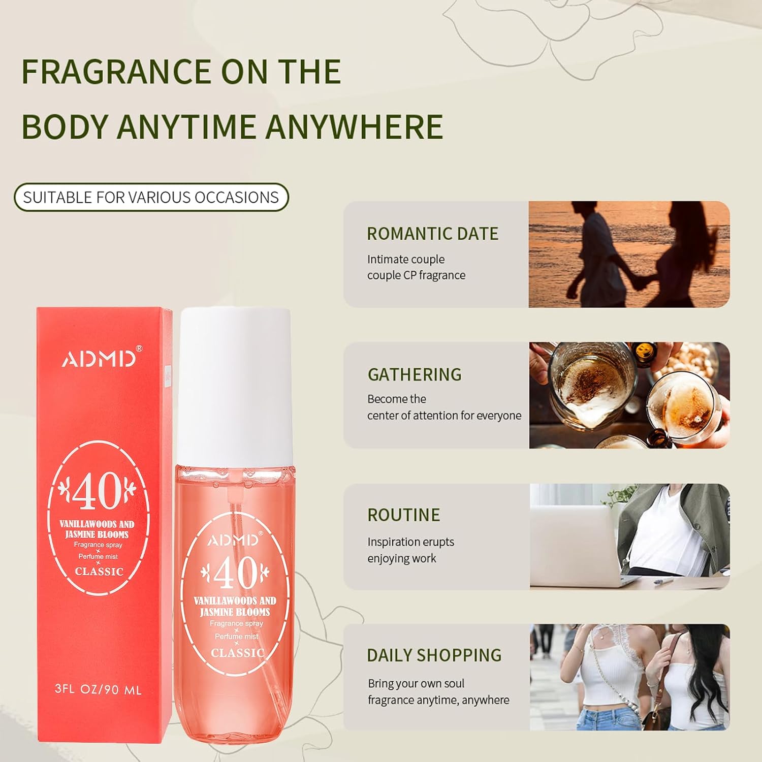 ADMD Sweet Romantic Perfume for Women, Floral Fantasy Eau de Toilette – Long-Lasting Fresh Fragrance, Giftable Travel Spray, 90ml/3.0 floz 40# - Image 4