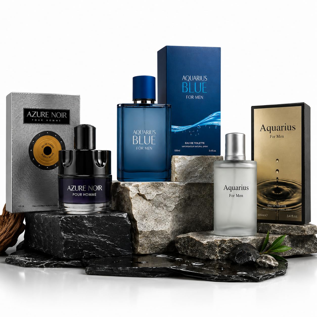 Fresh Everyday Collection for Men – 3 Piece Cologne Gift Set with Aquarius Blue, Aquarius Pour Homme & Azure Noir – Long Lasting Fresh Men’s Fragrance Set