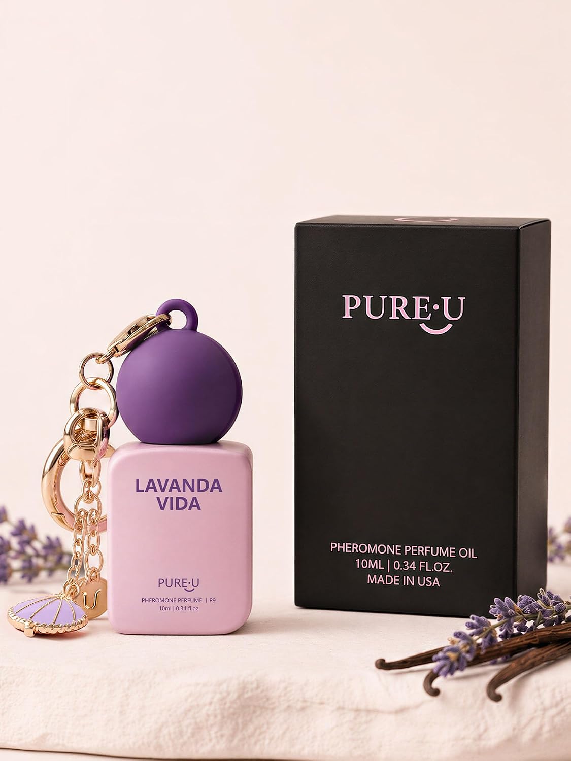 PUREU Sweet Lavender Petals Pheromone Perfume Oil for Women, Long Lasting Extrait de Parfum Roll On with Clip-on Keychain, Alcohol-Free Women's Cologne for Lazy Sundays & Cozy Vibe, 0.34 Fl Oz - Image 7
