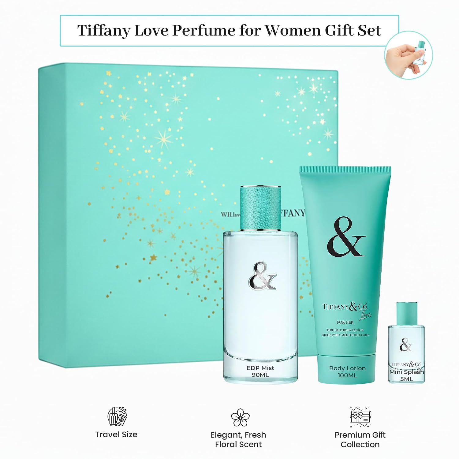 Tiffany & Co. Love Perfume Gift Set for Women 3oz EDP Spray, 0.17oz EDP Spray, 3.3oz Body Lotion - Image 7