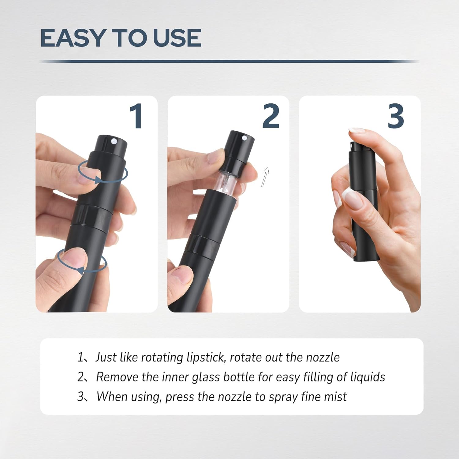 Fusupak Perfume Atomizer Travel Bottle Refillable: Cologne Sprayer Portable for Men - Mini Spray Empty for Refill - 8ml Small Size Blue - Image 7