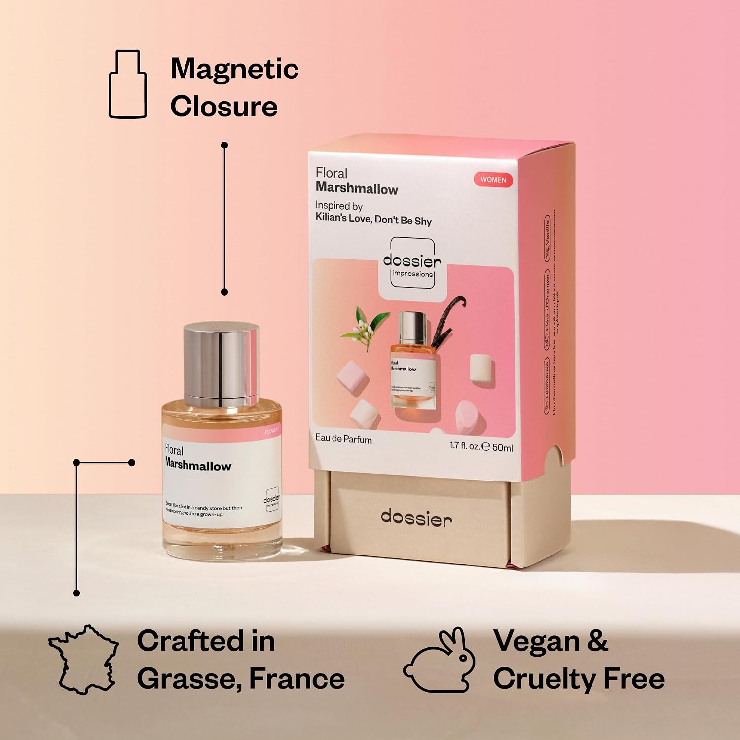 Dossier - Floral Marshmallow - Eau de Parfum - Inspired by Love, Don't Be Shy - Long-Lasting Fragrance - Feminine - 1.7 fl oz (50ml) - Image 5