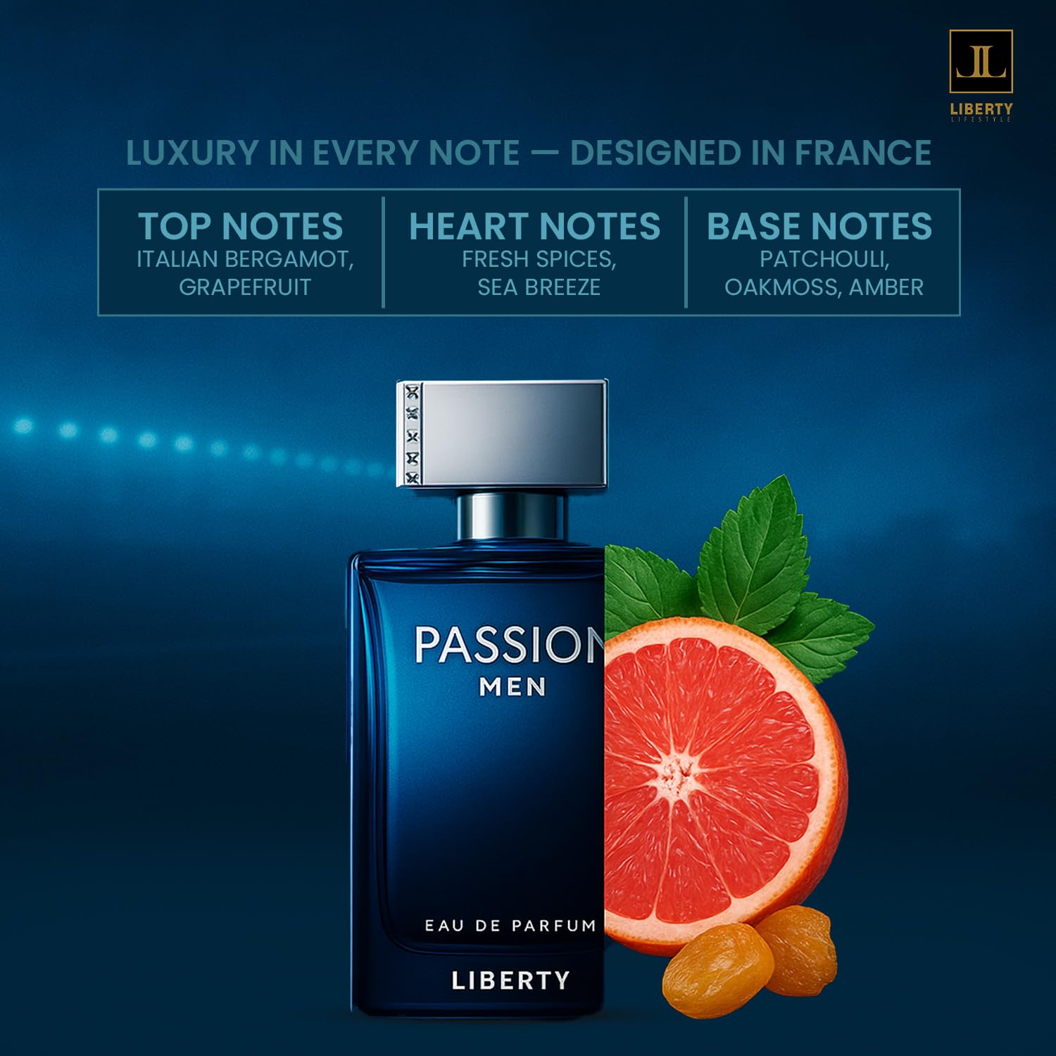 Liberty Luxury Passion Eau De Parfum for Men, Long Lasting Bold Spicy Scent Designed in France, Masculine Cologne That Draws Compliments, Perfume for mens, men's fragrances, Gift for Him 100ml 3.4Oz - Image 5