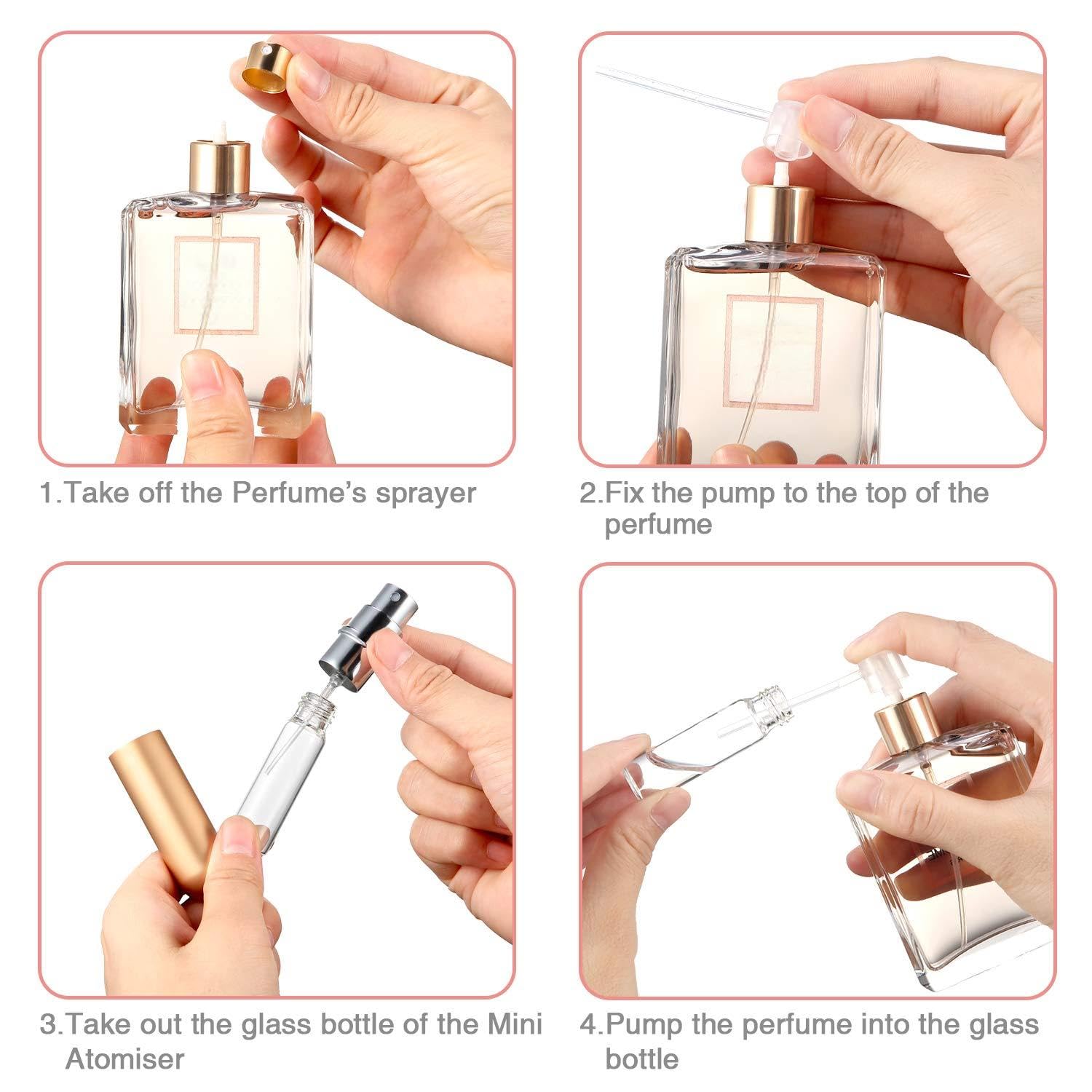 Boao 14 Pcs 5 ml Perfume Travel Refillable Atomizer Multicolor Mini Fragrance Sample Cologne Dispenser Glass Lined Portable with Refill Pump Perfume Spray Bottle for Women Men Outgoing Traveling - Image 5