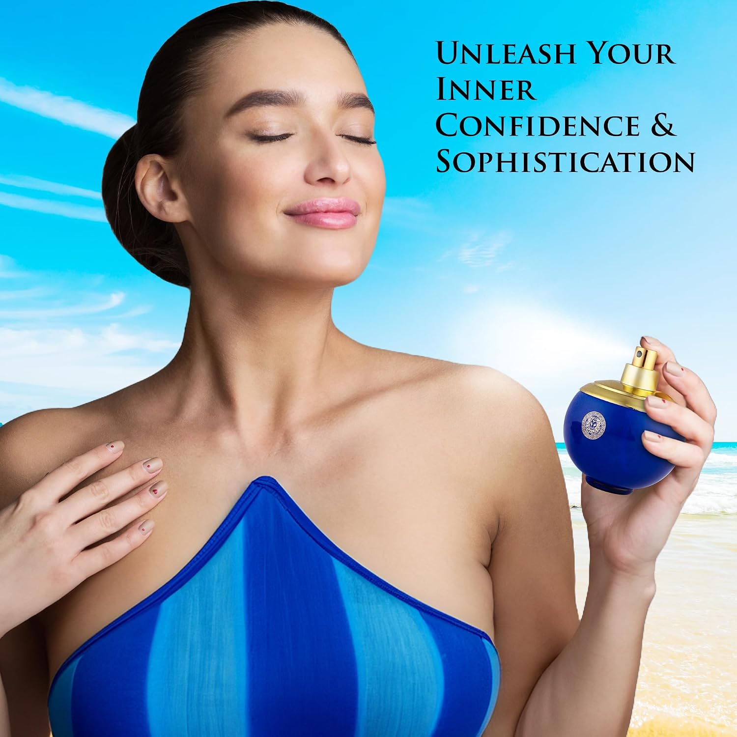 Verse Deep Blue for Women EDP 3.4 fl Oz- Floral, Fruity & Woody Accords - Top Notes of Apple, Black Currant & Clover Base Scent of Styrax, White Smooth Wood, Patchouli & Musk - Elegant 100ml Bottle - Image 5
