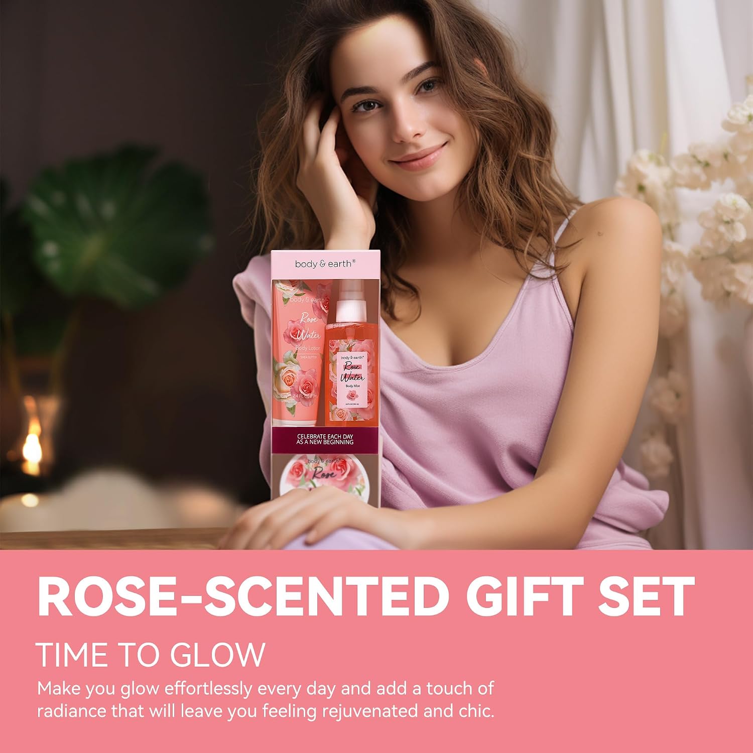 BODY & EARTH Gift Set - Spa Sets for Women, Perfume, Body Lotion, and Scrub in a Rose Water Box - Perfect Birthday Gifts for Mom Girlfriend Her - Image 5