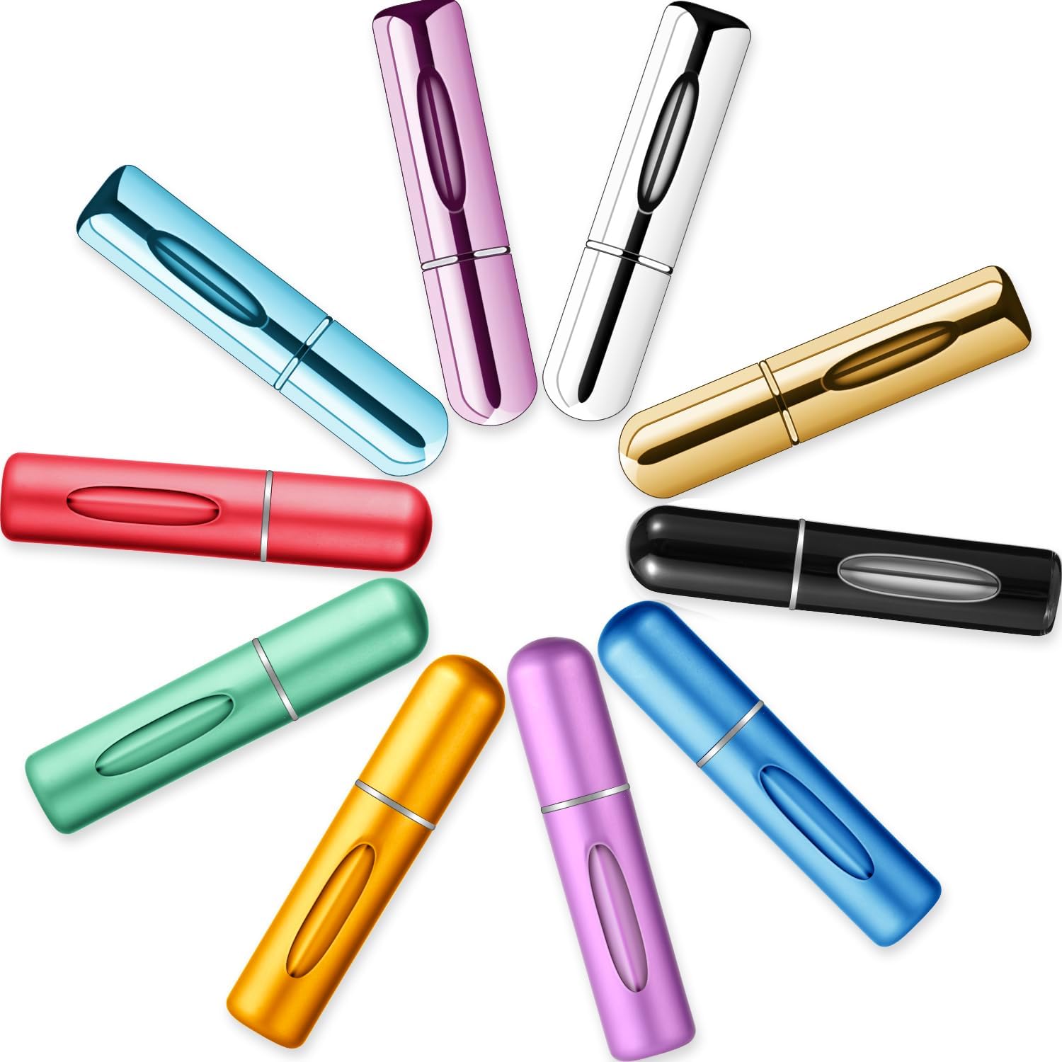 10 PCS Refillable Mini Perfume Atomizer Bottles, 5ml Portable Small Size Perfume Spray Bottles, Multicolor Aluminum Refill Scent Pump Case for Traveling and Outgoing, Pack of 5 Matte & 5 Glossy - Image 7