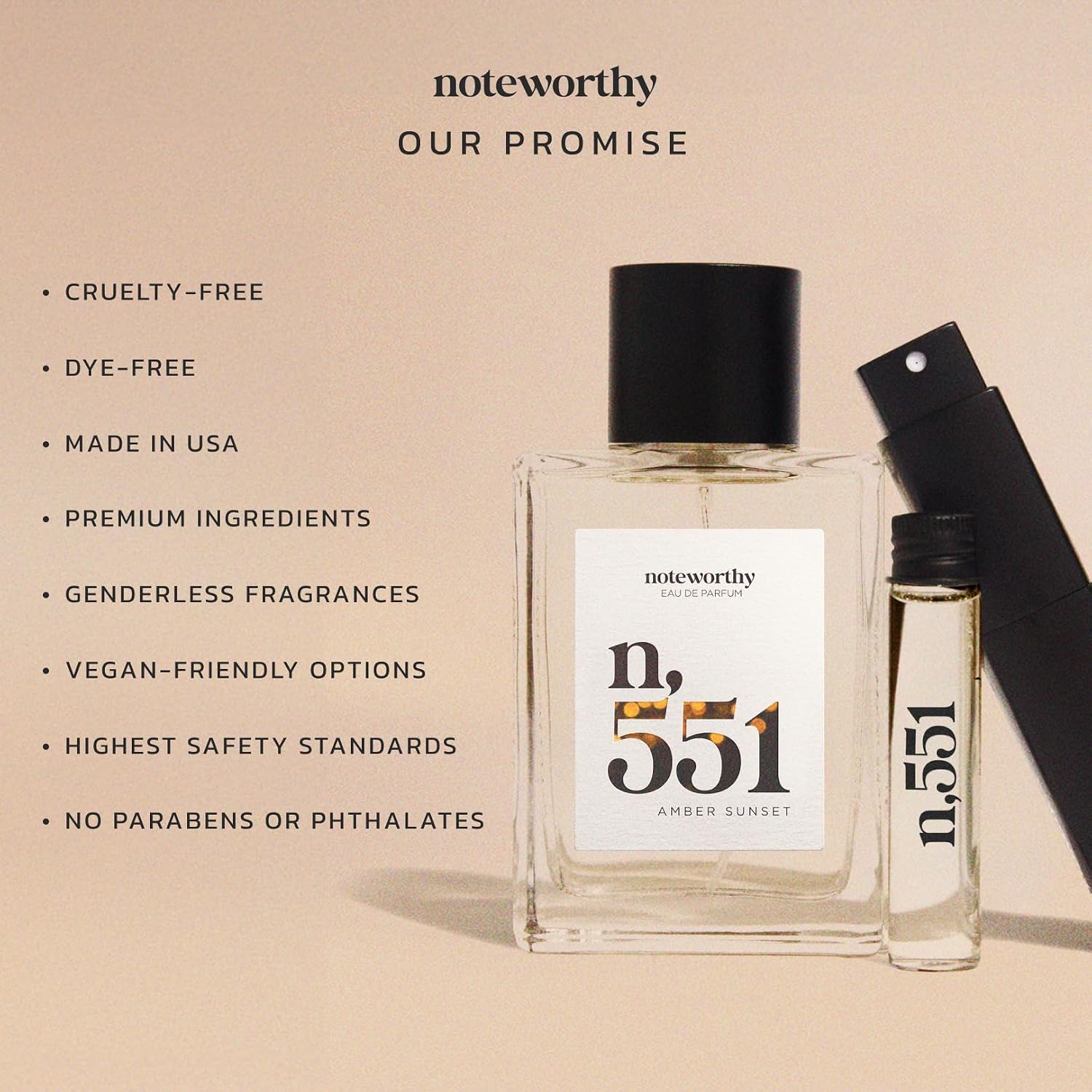 Noteworthy n,551 Amber Sunset Eau De Parfum – Lily of the Valley, Amber, Sandalwood | Sophisticated, Warm Fragrance for Any Occasion | Long-lasting Unisex Perfume for Women & Men (100ml) - Image 3