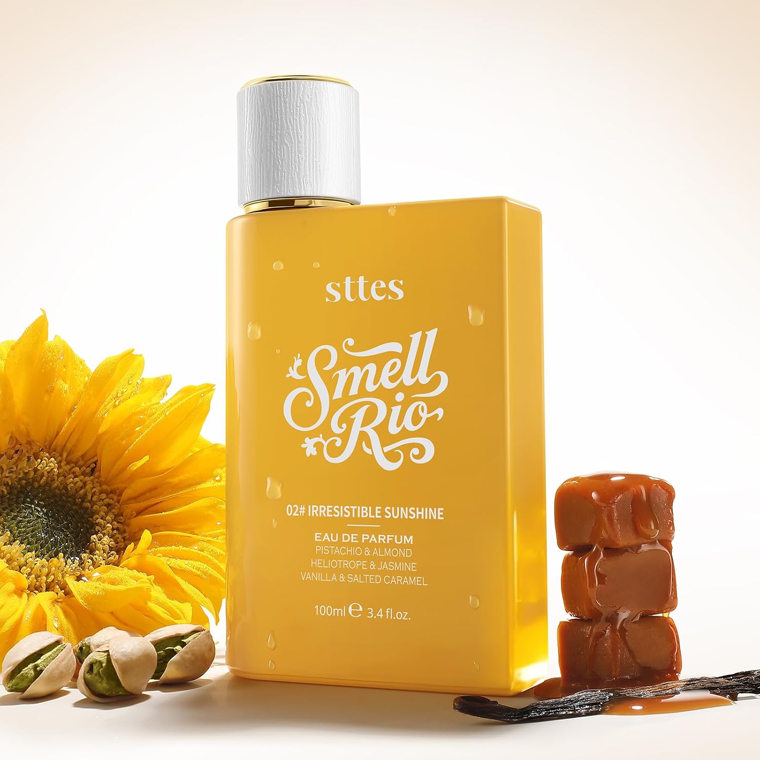 Sttes Perfume 02# Irresistible Sunshine for Women - Pistachio, Vanilla & Salted Caramel Eau de Perfume 100ml (3.4fl oz) Sweet Gourmand Caramel Vanilla Fragrance (Evolution of 602) - Image 7