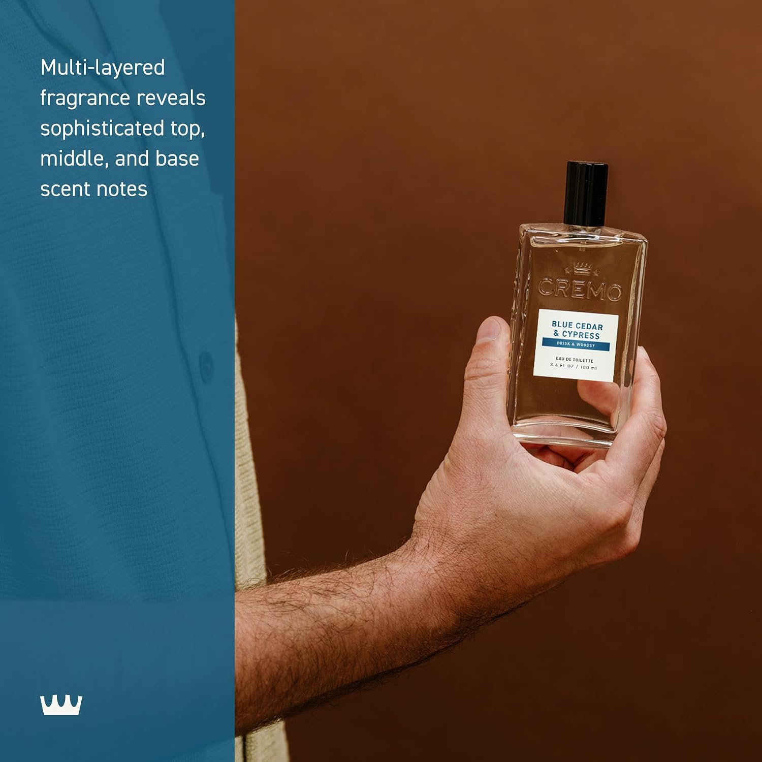 Cremo Cologne For Men - Blue Cedar & Cypress Mens Cologne Spray, A Woodsy Scent with Notes of Lemon Leaf, Cypress and Cedar, Multi-Layered Signature Men's Fragrances, 3.4 Fl Oz - Image 4