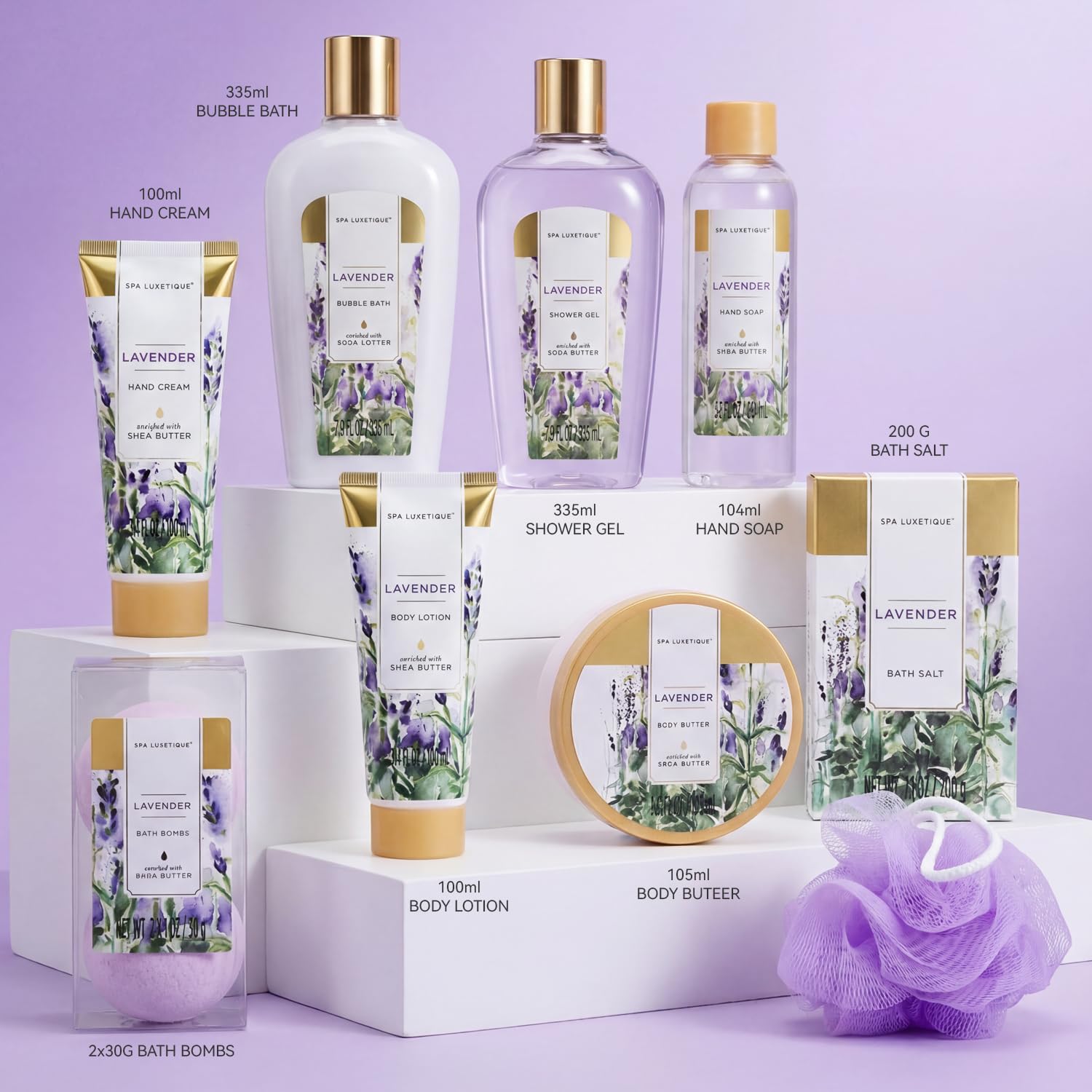 Spa Luxetique Lavender 10pc Gift Baskets Birthday Gifts for Women - Image 2