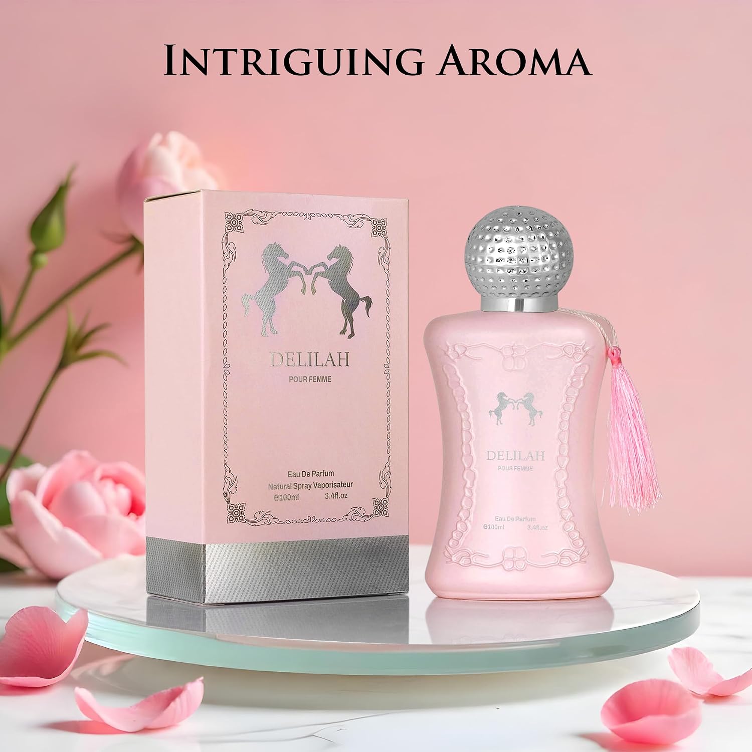 Delilah for Women - Floral Fruity Fragrance - Top Notes of Rose, Peony, Lychee, Bergamot & Nutmeg - Base Scents of Cashmeran, Cedar & Incense - Free of Paraben - Elegant 100ml Bottle, Women Parfume - Image 4