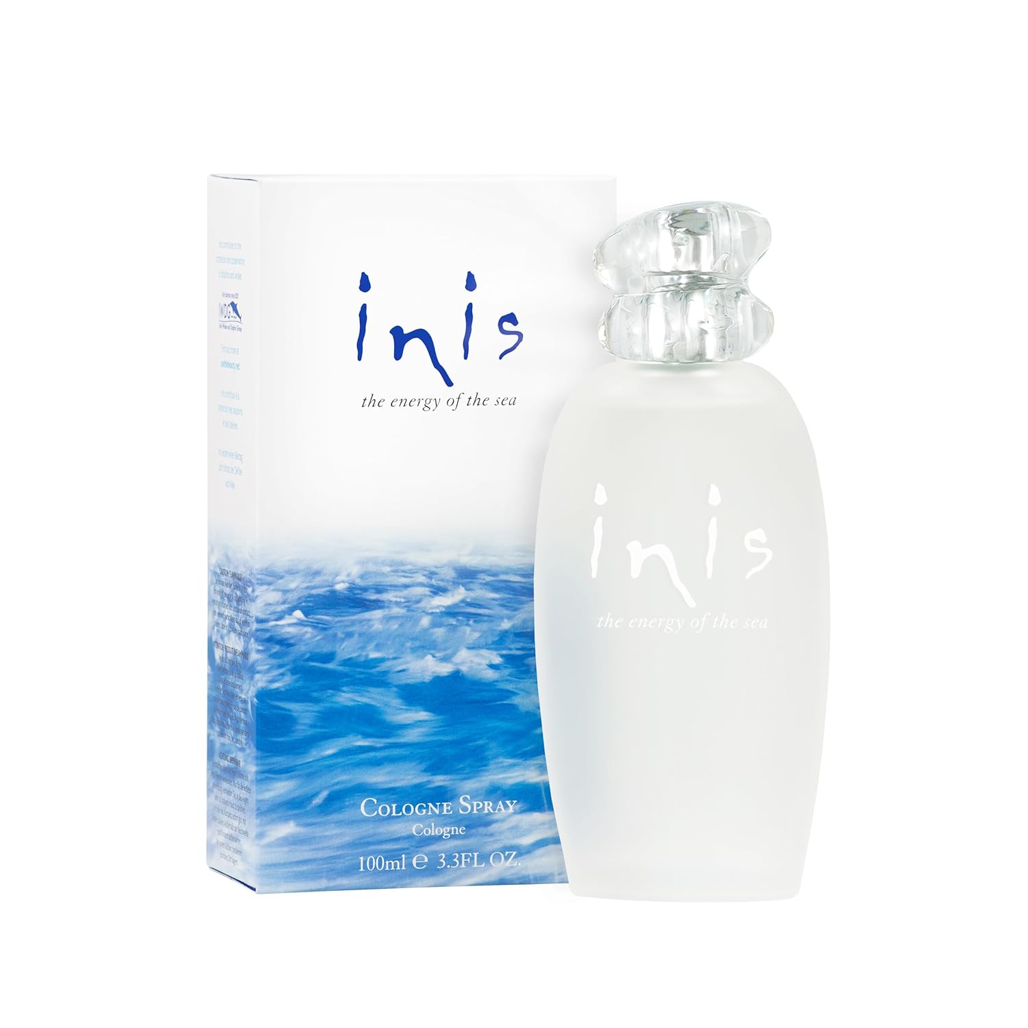 Inis the Energy of the Sea - Cologne for Men and Women, 3.3 fl oz | Large Unisex Perfume for Women and Men, Clean Fresh Aquatic Ocean Fragrance in Frosted Sea Glass Bottle, Mens Cologne Gift