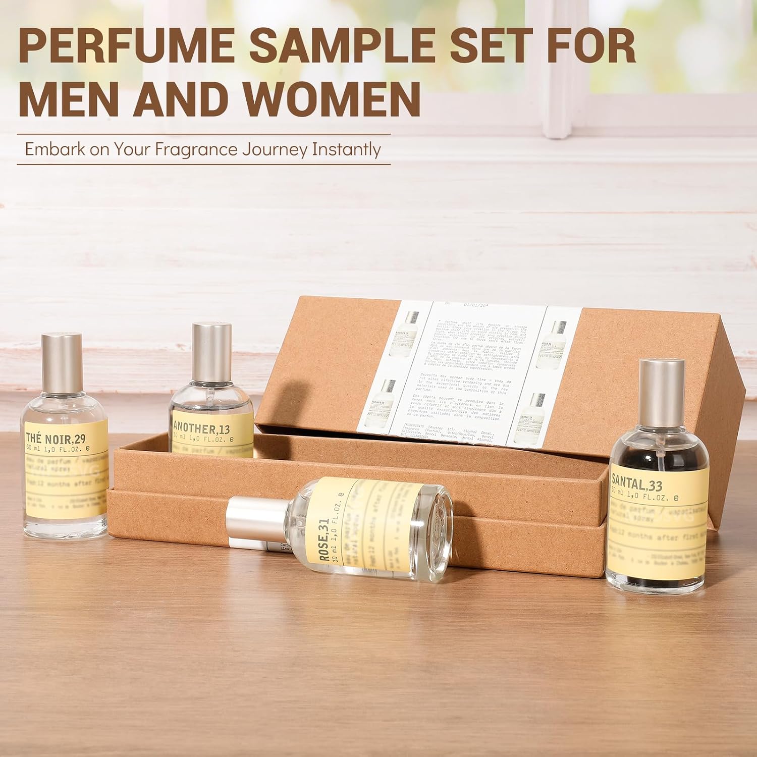 Mini Perfume for Men & Women | 4 × 30 ml Eau de Parfum Gift Set, 33Santal + 13Another + 29The Noir + 31Rose | Sandalwood Long-Lasting Fragrance for Travel, Party, Gym,Work - Image 3