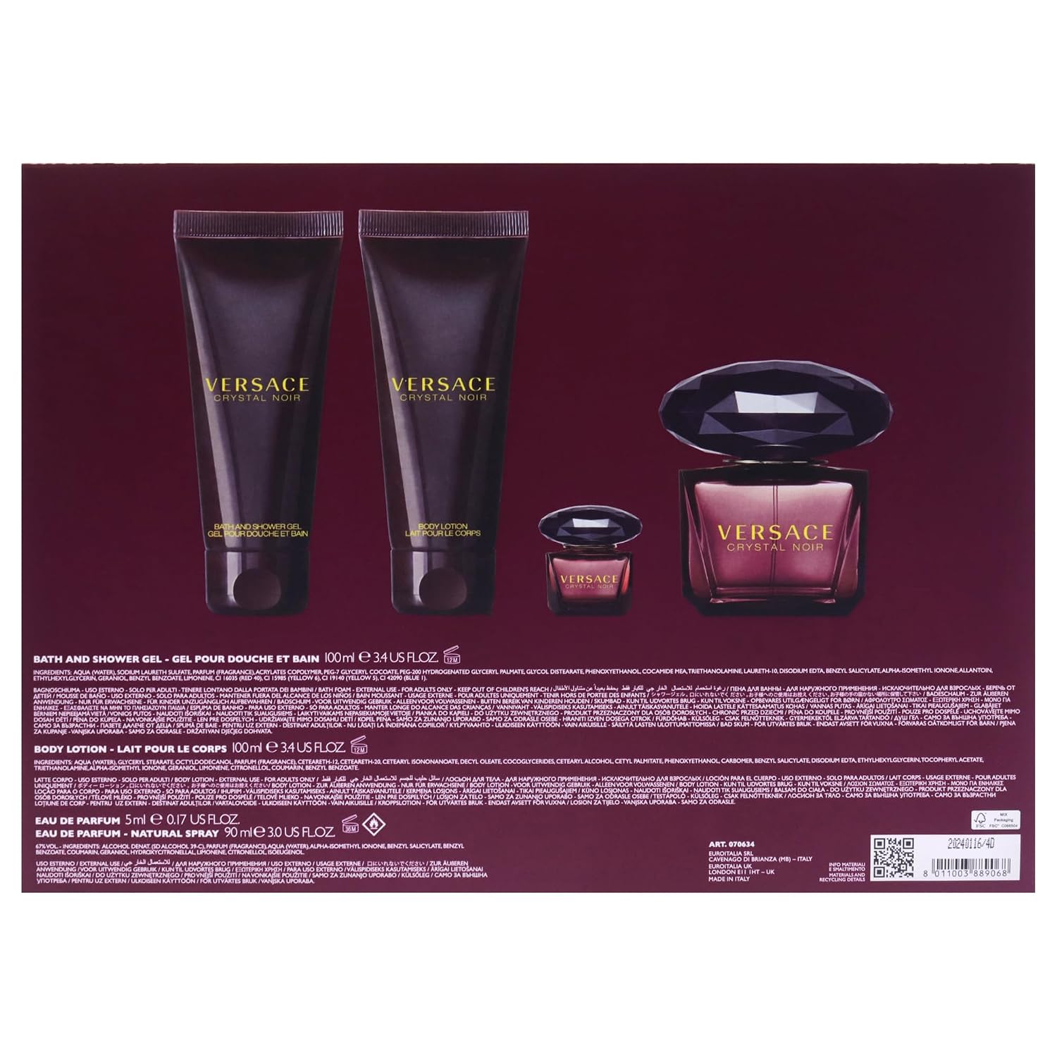 Versace Crystal Noir by Versace for Women 4 Piece Set Includes: 3.0 oz Eau de Parfum Spray + 3.4 oz Bath and Shower Gel + 3.4 oz Body Lotion + 0.17 oz Eau de Parfum - Image 7