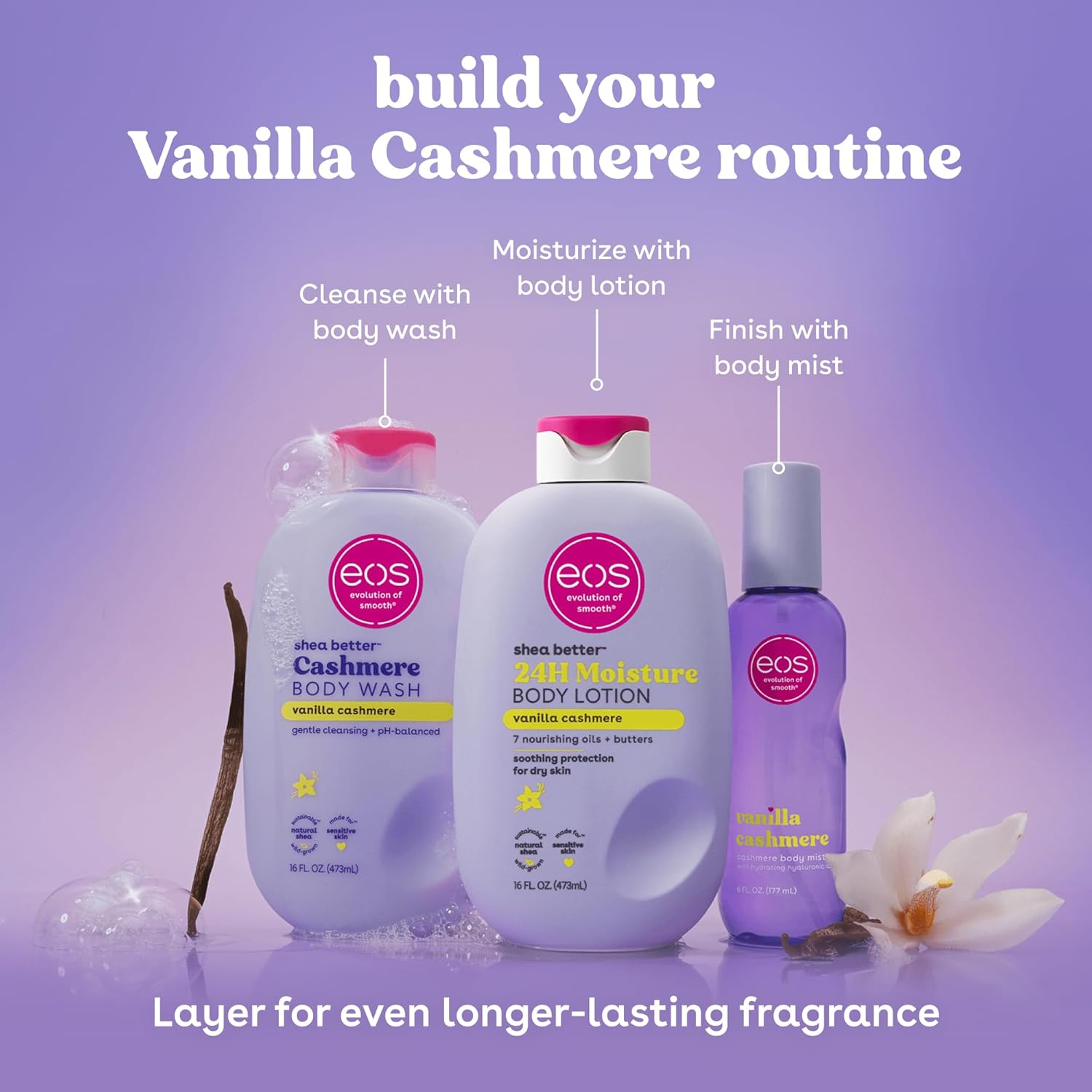 eos Cashmere Body Mist, Vanilla Cashmere, soft musk, cozy caramel, hair mist, body spray for women, moisturizing, hyaluronic acid, body spray, vegan, cruelty-free, 6 fl oz - Image 6