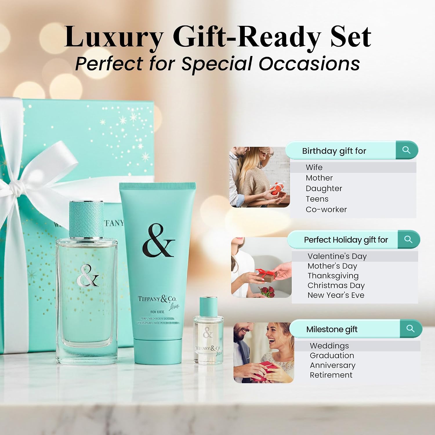 Tiffany & Co. Love Perfume Gift Set for Women 3oz EDP Spray, 0.17oz EDP Spray, 3.3oz Body Lotion - Image 3
