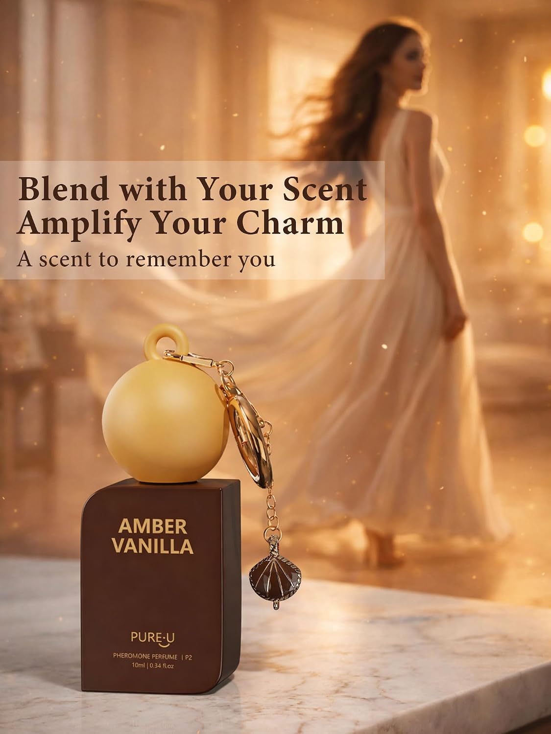 PUREU Amber Vanilla Pheromone Perfume Oil for Women, Long Lasting Extrait de Parfum Roll On with Clip-on Keychain, Alcohol Free Portable Travel Size Fragrance for Date Night & On-the-Go, 0.34 Fl OZ - Image 9