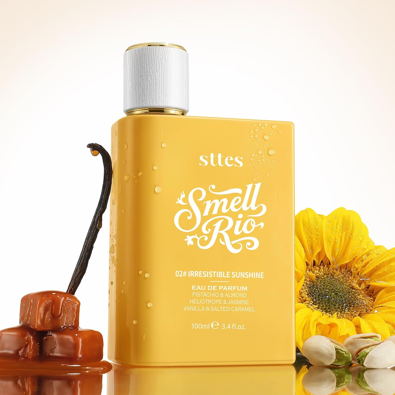 Sttes Perfume 02# Irresistible Sunshine for Women - Pistachio, Vanilla & Salted Caramel Eau de Perfume 100ml (3.4fl oz) Sweet Gourmand Caramel Vanilla Fragrance (Evolution of 602) - Image 5
