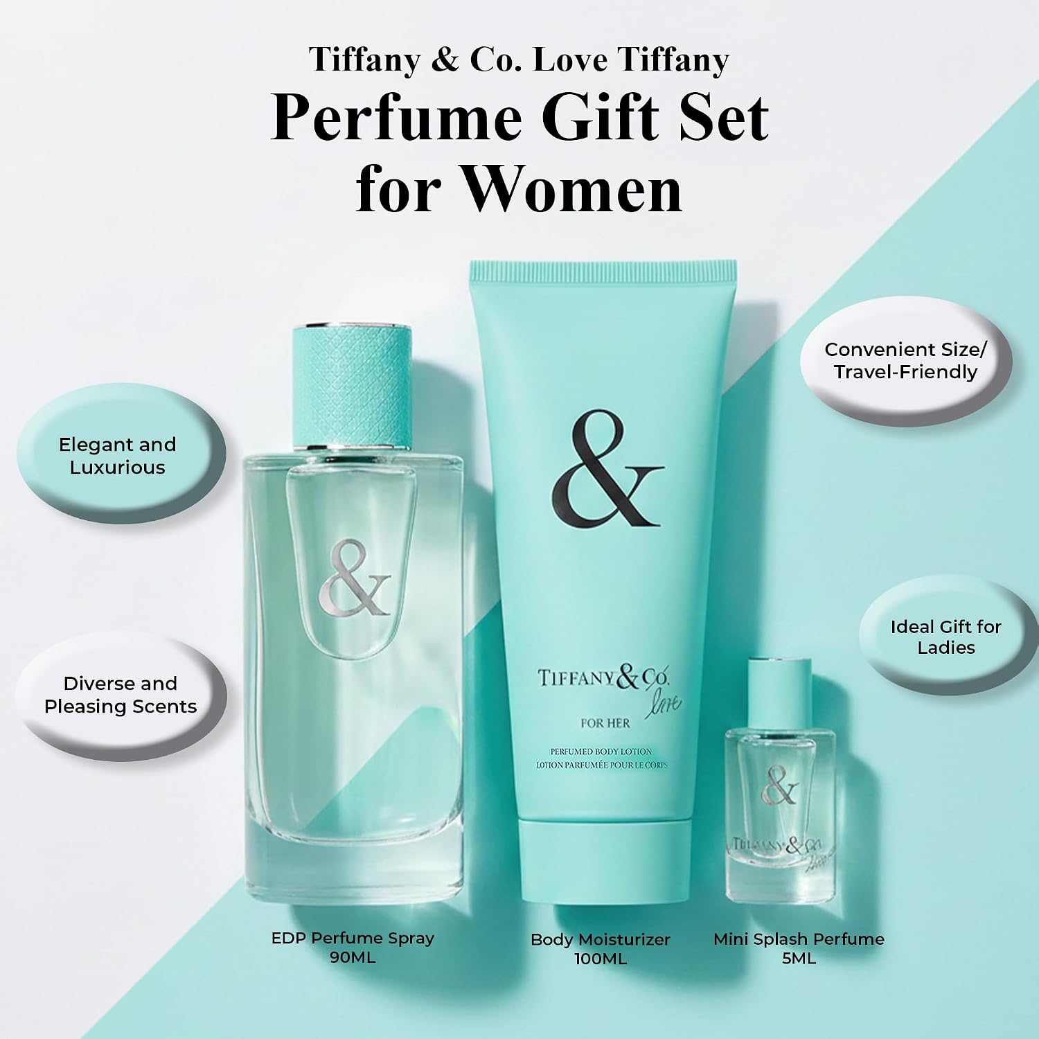 Tiffany & Co. Love Perfume Gift Set for Women 3oz EDP Spray, 0.17oz EDP Spray, 3.3oz Body Lotion - Image 2