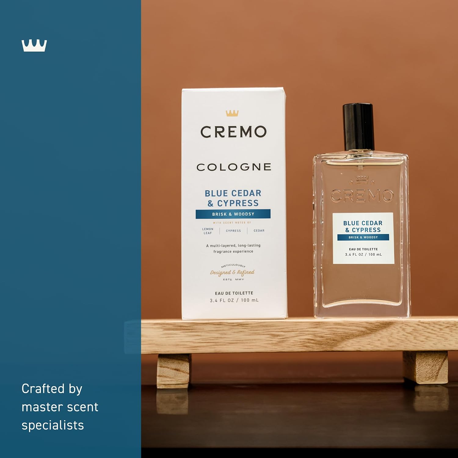 Cremo Cologne For Men - Blue Cedar & Cypress Mens Cologne Spray, A Woodsy Scent with Notes of Lemon Leaf, Cypress and Cedar, Multi-Layered Signature Men's Fragrances, 3.4 Fl Oz - Image 3