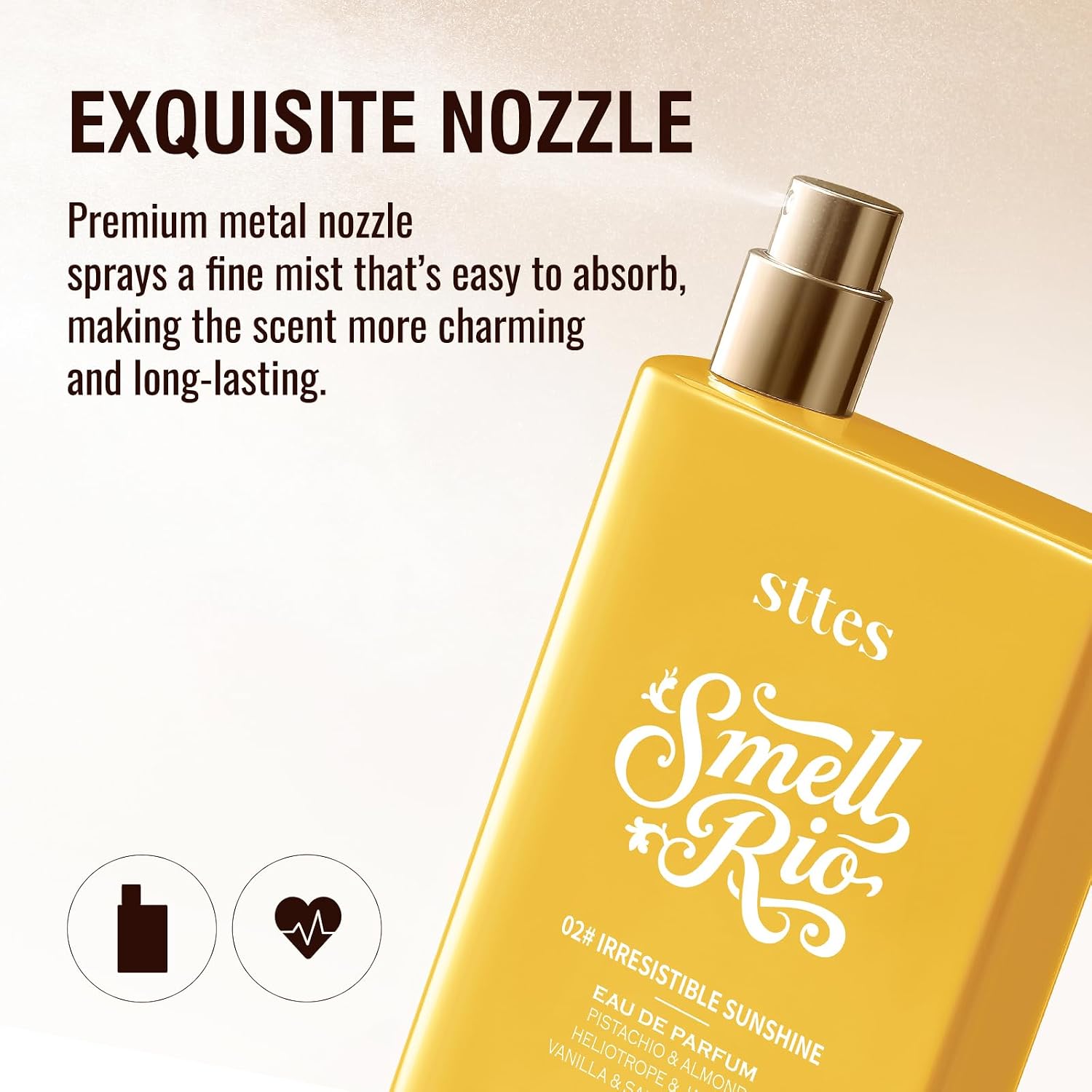 Sttes Perfume 02# Irresistible Sunshine for Women - Pistachio, Vanilla & Salted Caramel Eau de Perfume 100ml (3.4fl oz) Sweet Gourmand Caramel Vanilla Fragrance (Evolution of 602) - Image 8