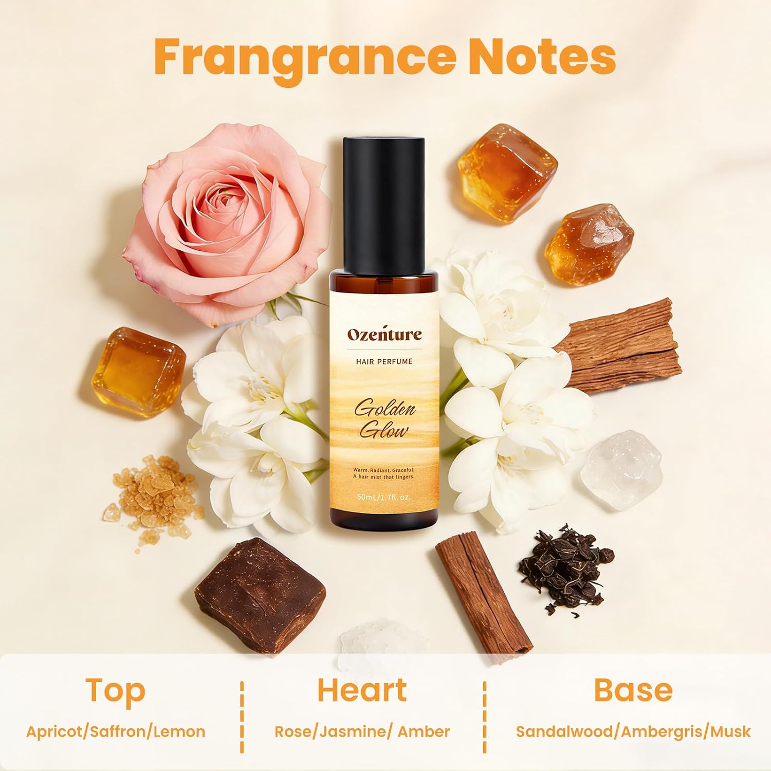 Hair Perfume for Women - Amber Woody Hair Mist & Body Spray, Warm Lightweight Fragrance for Hair, Wigs & Fabric, Long-Lasting Travel Size Spray, 50mL - Image 3