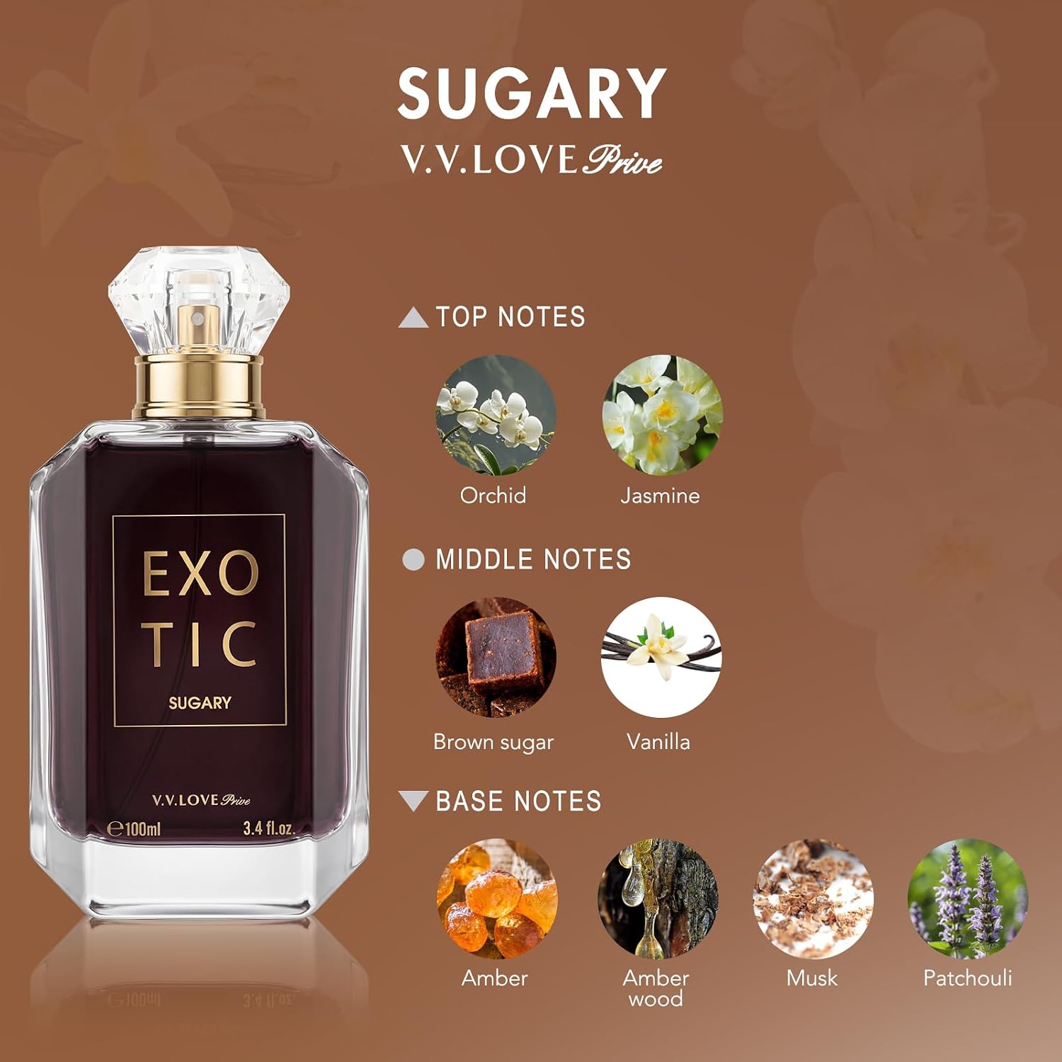 EXOTIC-SUGARY Eau de Parfum 3.4 fl oz – Sweet Vanilla Gourmand Perfume for Women, Brown Sugar & Warm Amber Scent, Long Lasting Cozy Fragrance, Great Value Size, Vegan & Cruelty-Free - Image 3