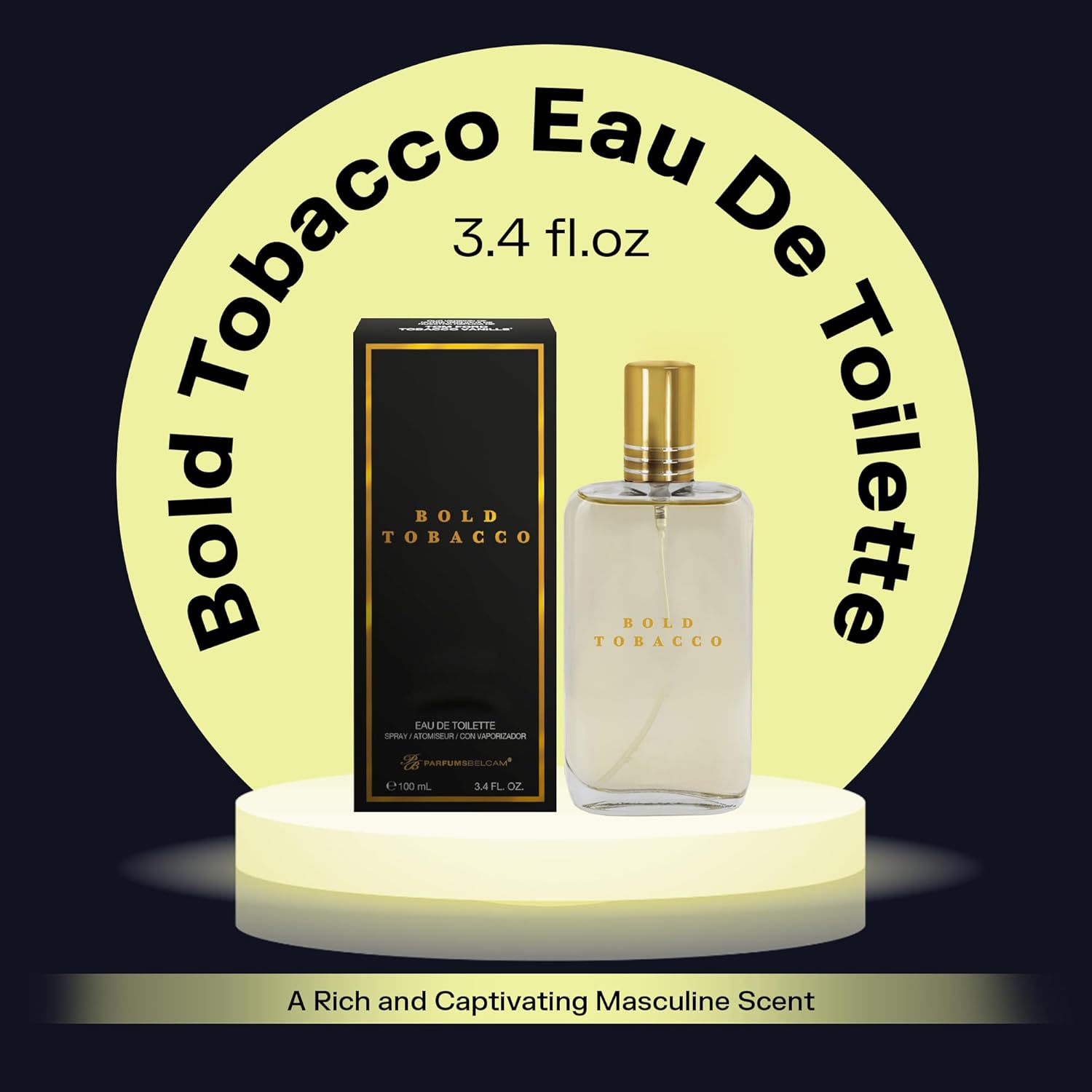 PB ParfumsBelcam Bold Tobacco Eau de Toilette Spray for Men – Warm Woody Spicy Scent with Tobacco Flower, Ginger, Cinnamon & Vanilla – Typically Lasts 3–6 Hours, Masculine Signature Scent, 3.4 fl oz - Image 2