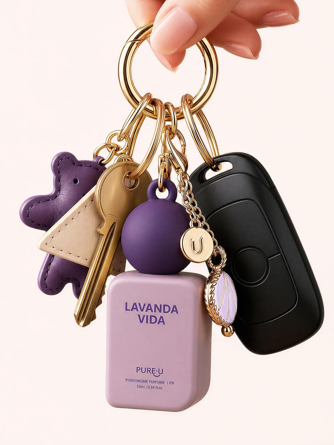 PUREU Sweet Lavender Petals Pheromone Perfume Oil for Women, Long Lasting Extrait de Parfum Roll On with Clip-on Keychain, Alcohol-Free Women's Cologne for Lazy Sundays & Cozy Vibe, 0.34 Fl Oz - Image 3