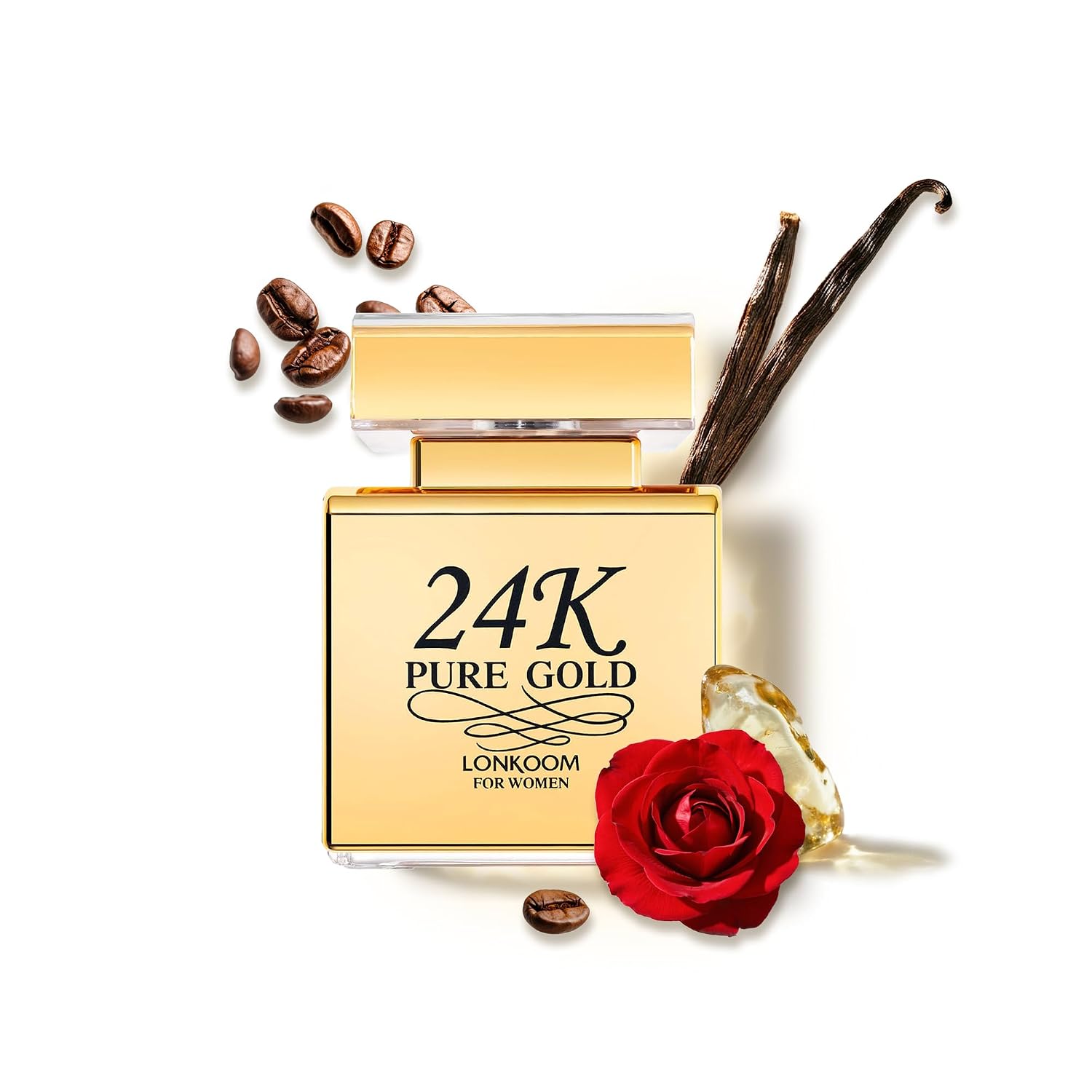 Lonkoom 24K Pure Gold Perfume for Women, Sweet Vanilla Perfumes Long Lasting Fragrance Eau de Parfum Praline Amber Fruity Strawberry Rose Musk Chocolate Notes, 3.4 Fl Oz - Image 8