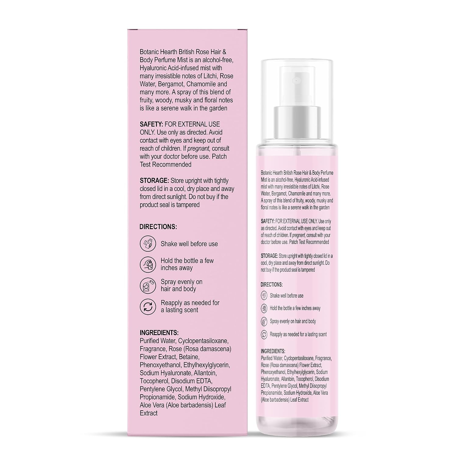 Botanic Hearth British Rose Hair Perfume & Body Mist, Long-Lasting Hair Deodorizer, Body Scent for Women & Men, Alcohol-Free Clean Fragrance Hair Spray For Everyday Wear, All Day Freshness, 3.4 Fl Oz - Image 8