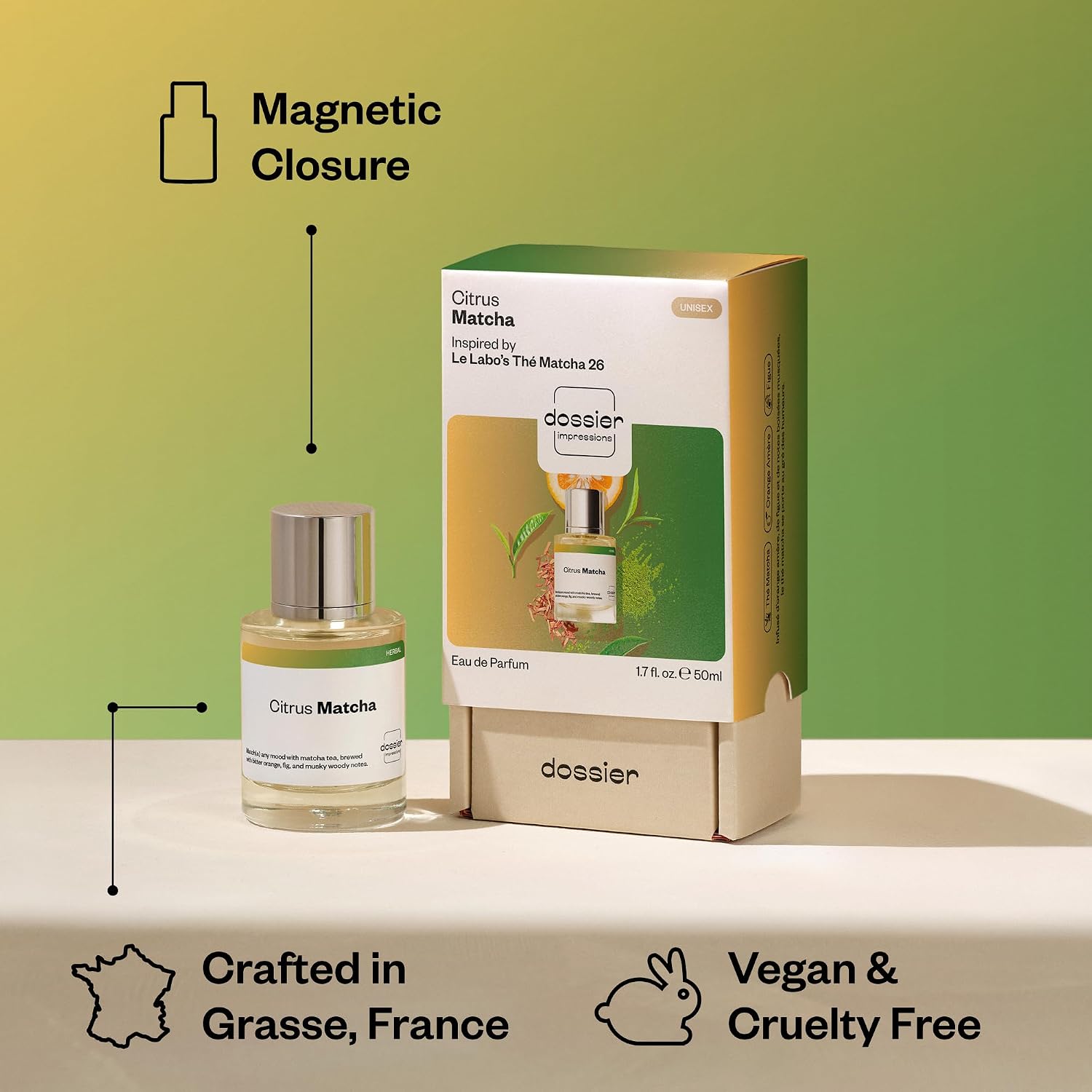 Dossier - Citrus Matcha - Eau de Parfum - Long-Lasting Fresh Citrus Green Fragrance - Unisex - 1.7 fl oz (50ml) - Image 5