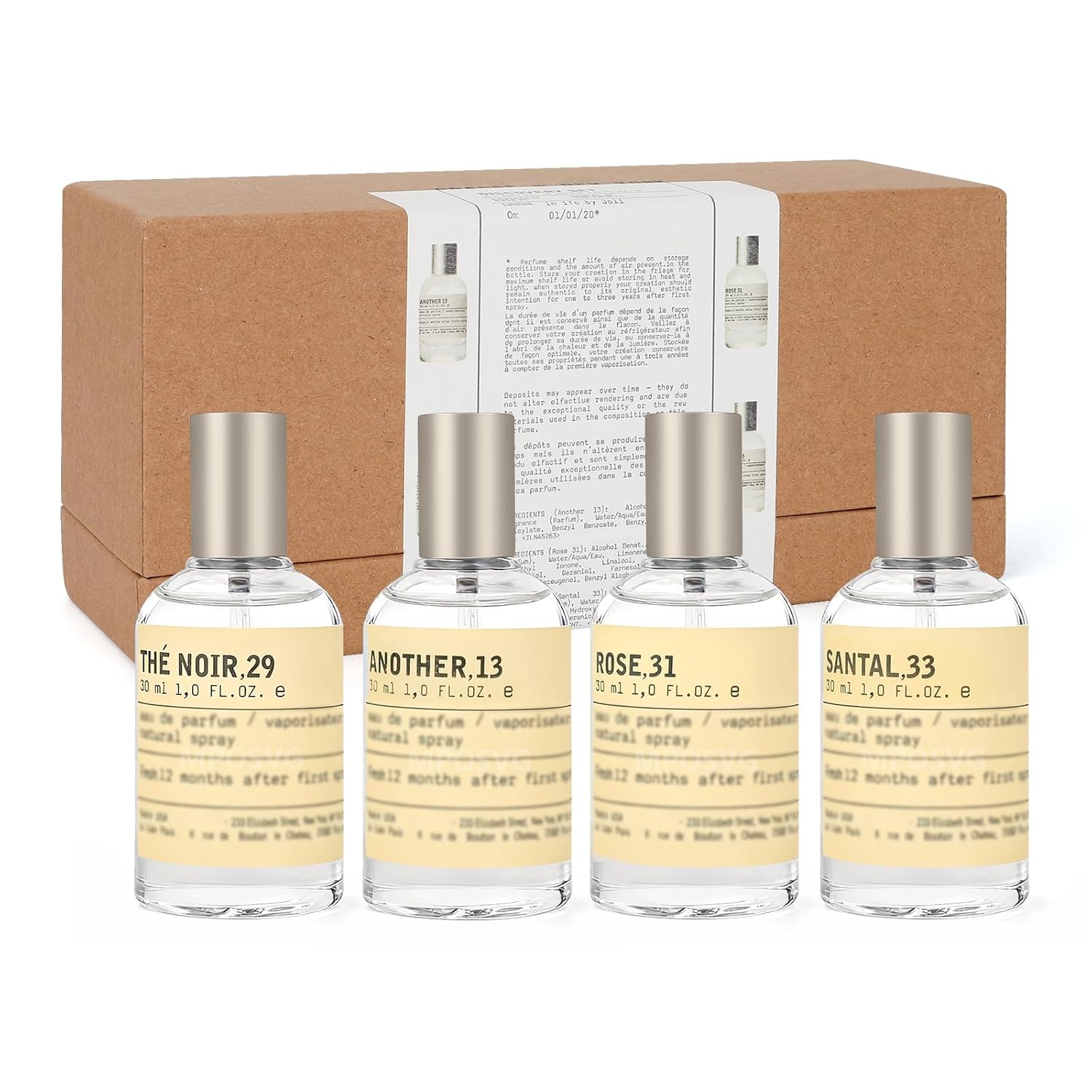 Mini Perfume for Men & Women | 4 × 30 ml Eau de Parfum Gift Set, 33Santal + 13Another + 29The Noir + 31Rose | Sandalwood Long-Lasting Fragrance for Travel, Party, Gym,Work