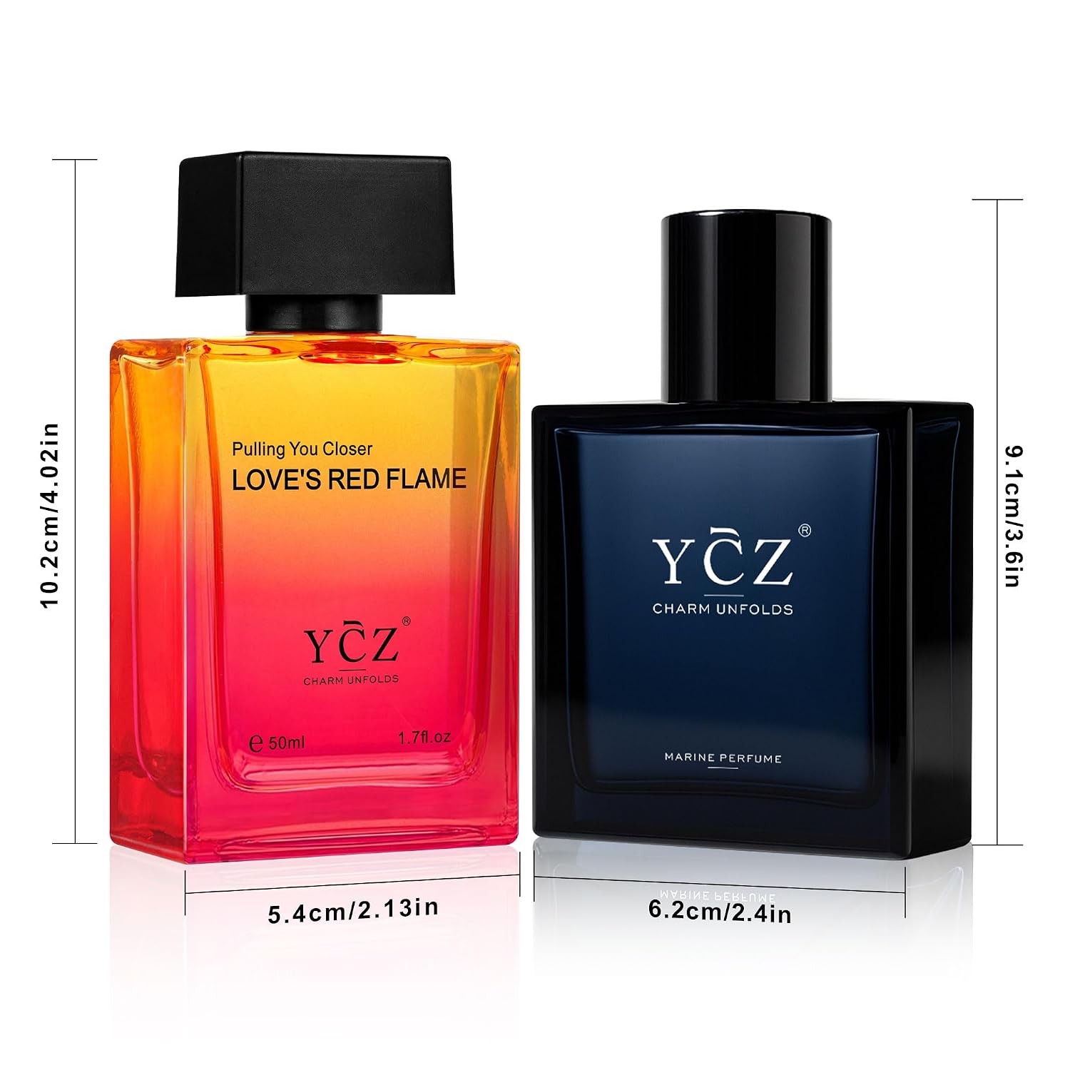 Ycz Men's Cologne Set, Marine & Borrowing Fire Fragrance Collection, 1.7 Fl Oz (50ml) Eau de Parfum, Long Lasting Oriental Woody Fragrance with Orange Notes, Men's Cologne Gift Set - Image 9