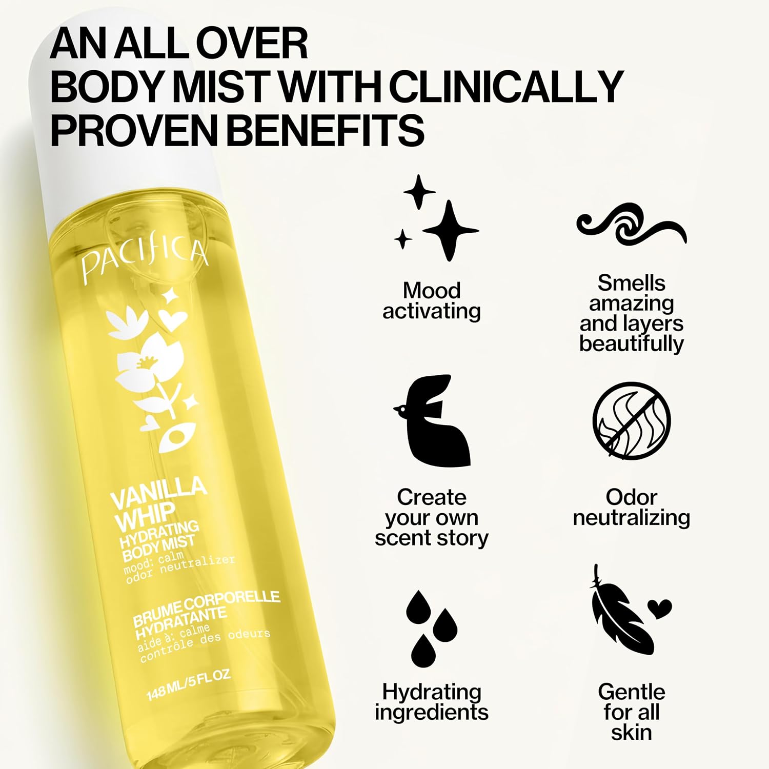 Pacifica Vanilla Whip Body Mist for Women; Sweet Gourmand Hair and Body Fragrance Spray | Warm Sugar Almond Scent, Odor Neutralizing, Skin Hydrating | Clean Botanical Mist | Vegan, Phthalate-Free 5oz - Image 4