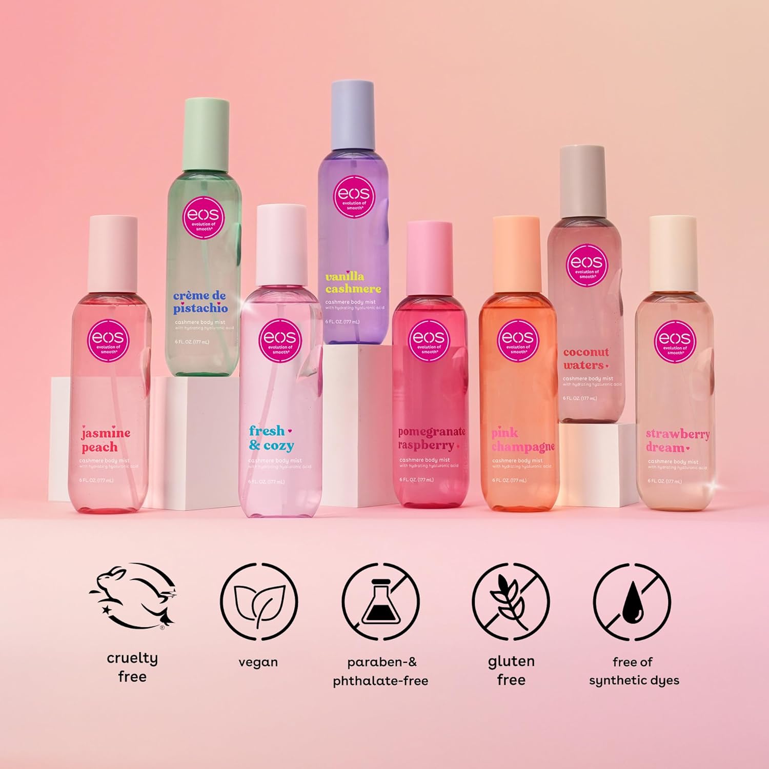 eos Cashmere Body Mist, Vanilla Cashmere, soft musk, cozy caramel, hair mist, body spray for women, moisturizing, hyaluronic acid, body spray, vegan, cruelty-free, 6 fl oz - Image 7