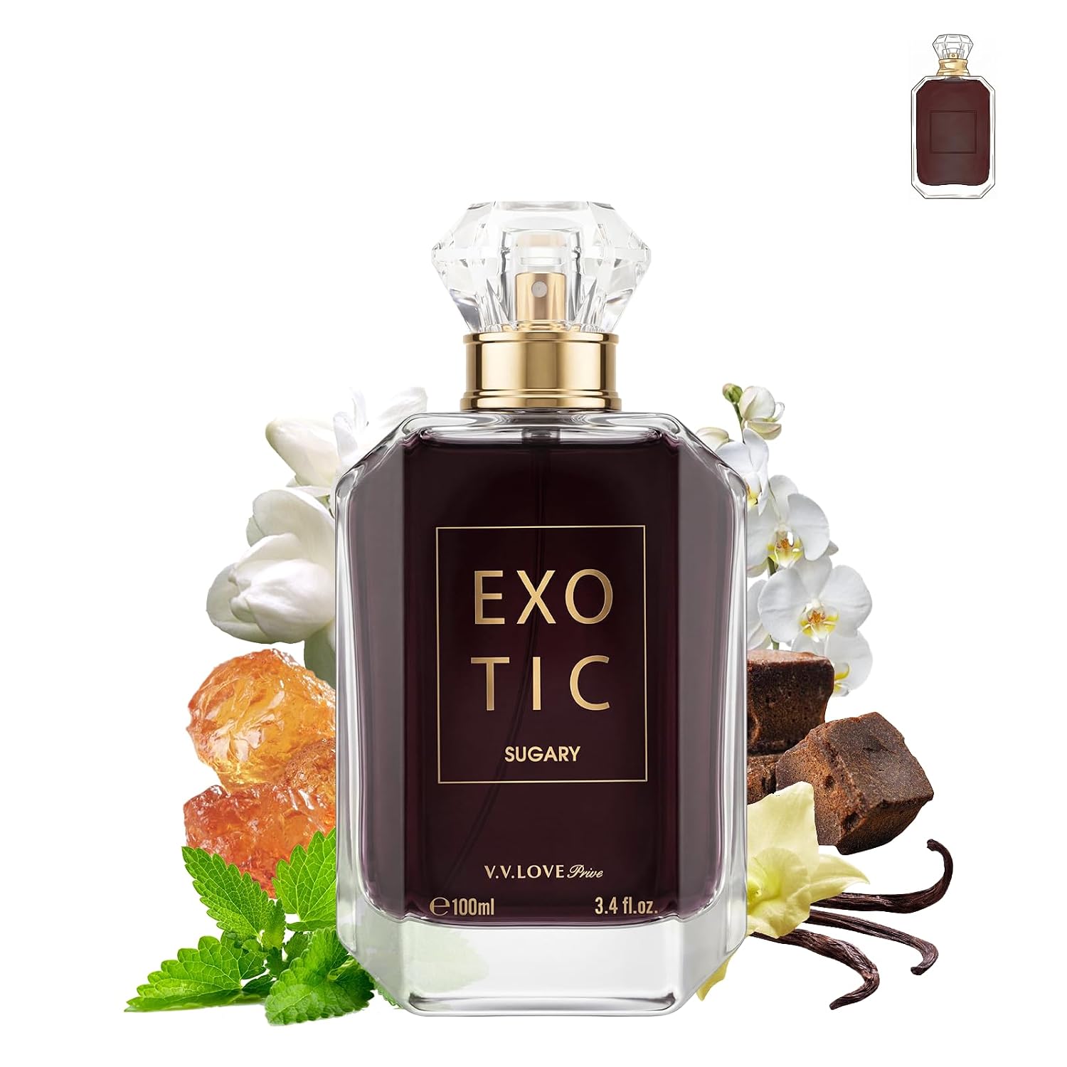 EXOTIC-SUGARY Eau de Parfum 3.4 fl oz – Sweet Vanilla Gourmand Perfume for Women, Brown Sugar & Warm Amber Scent, Long Lasting Cozy Fragrance, Great Value Size, Vegan & Cruelty-Free - Image 2