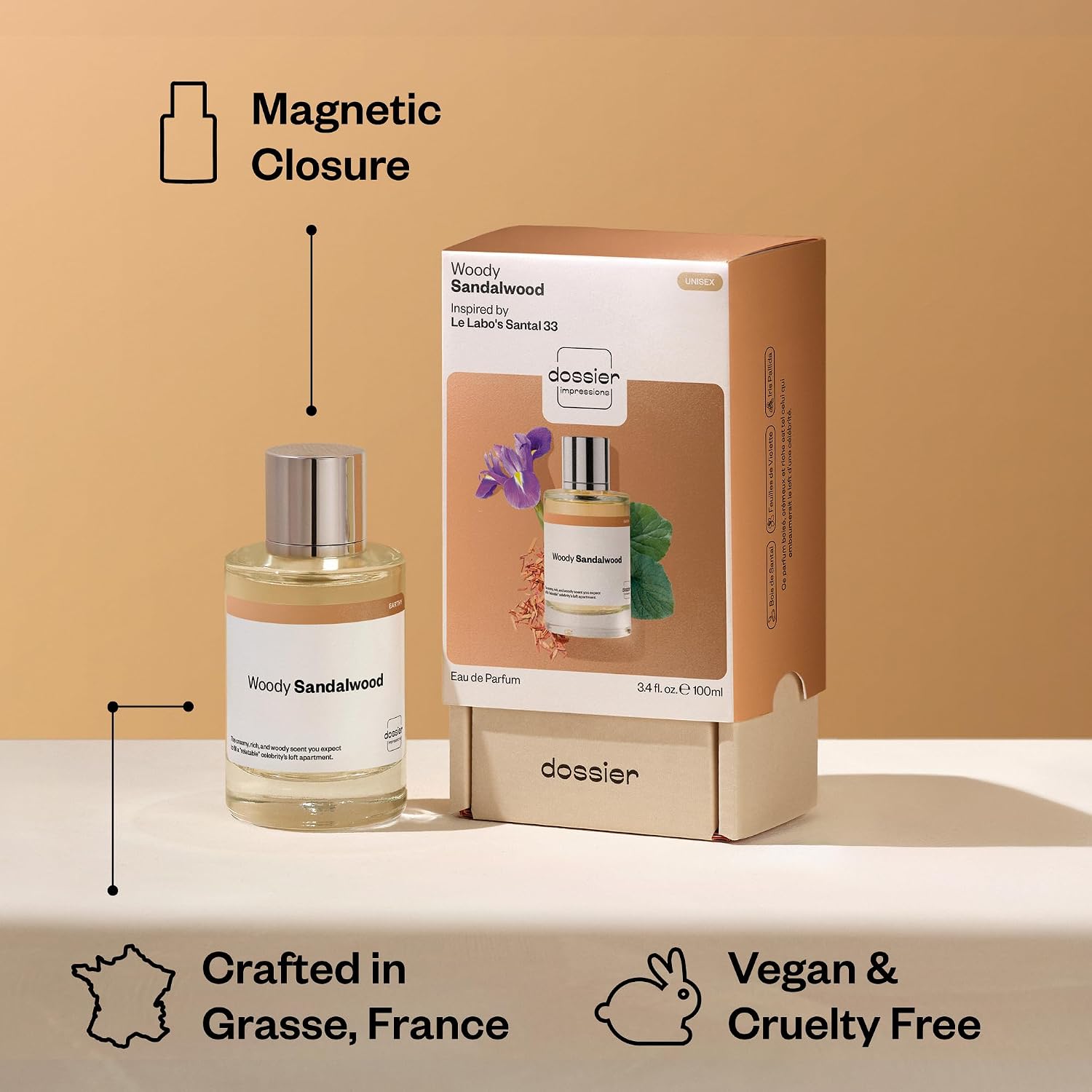Dossier - Woody Sandalwood - Eau de Parfum - Inspired by Santal 33 - Long-Lasting Fragrance - Unisex - 3.4 fl oz (100ml) - Image 5