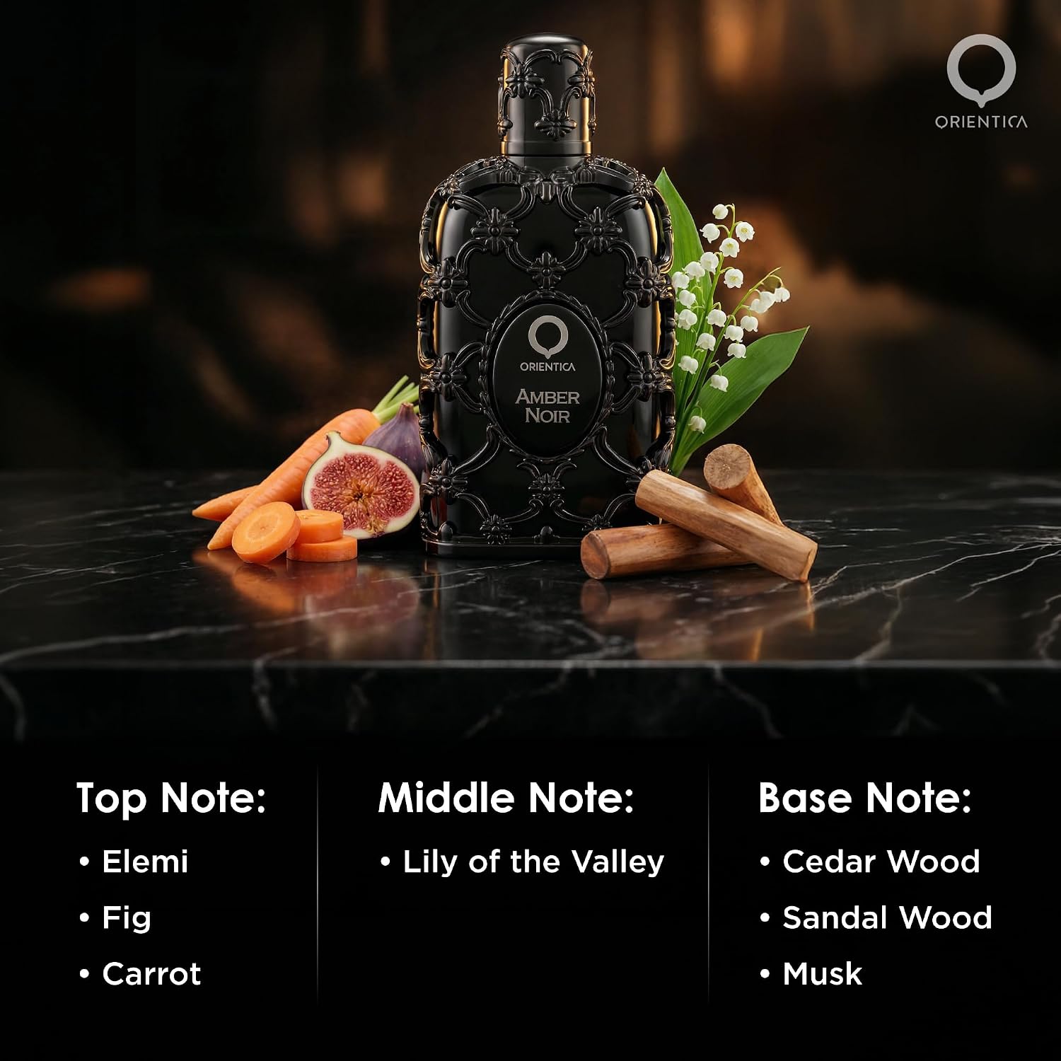Orientica Luxury Amber Noir 4 Pc Perfume Gift Set - Mens Cologne with Notes of Elemi, Fig, Carrot, Musk - Woody Arabic Perfume for Men & Women - Perfumes Arabes Para Hombres y Mujer - Image 4