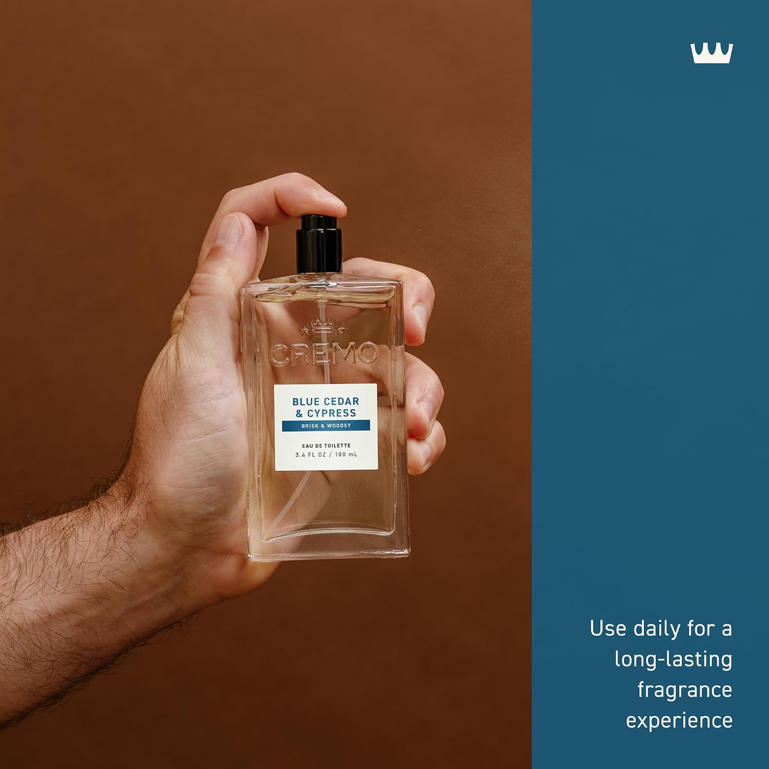 Cremo Cologne For Men - Blue Cedar & Cypress Mens Cologne Spray, A Woodsy Scent with Notes of Lemon Leaf, Cypress and Cedar, Multi-Layered Signature Men's Fragrances, 3.4 Fl Oz - Image 5
