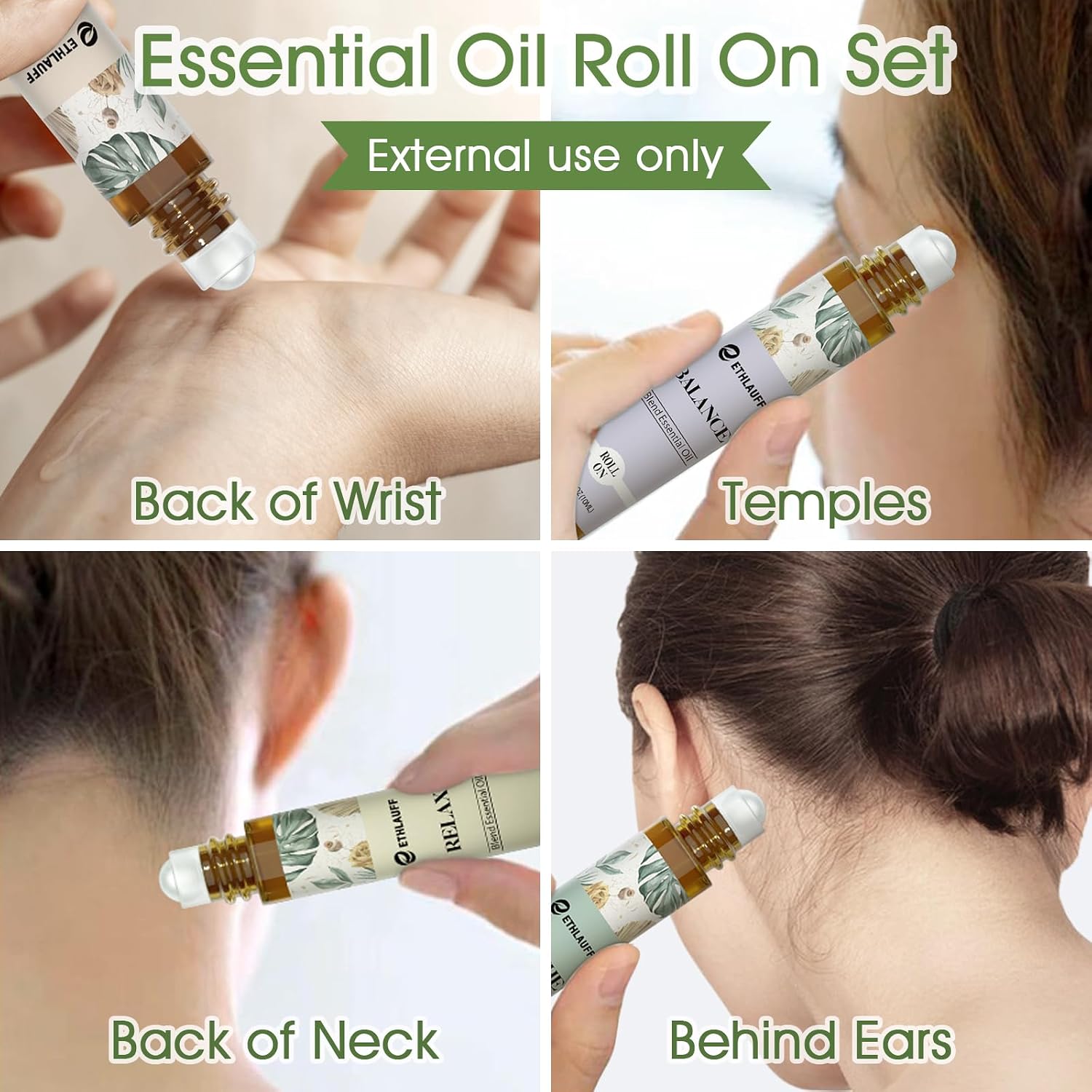 Essential Oils Roll On Set - (Relax, Sleep, Breathe, Focus on) Aromatherapy Oil with Roller Ball, Essential Oils for Skin - Self Care Gift for Women - Image 6