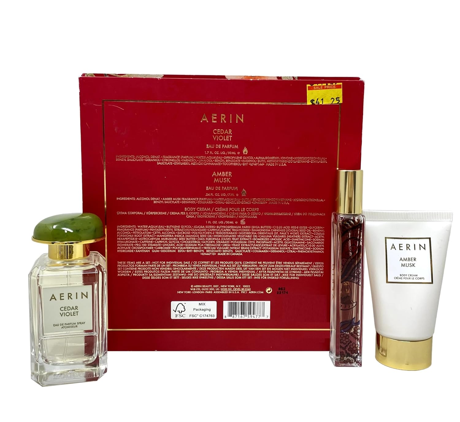 AERIN Limited Edition Cedar Violet 3 Piece Gift Box Set - Cedar Violet Eau De Parfum and Amber Musk Eau De Parfum and Body Cream - Image 2