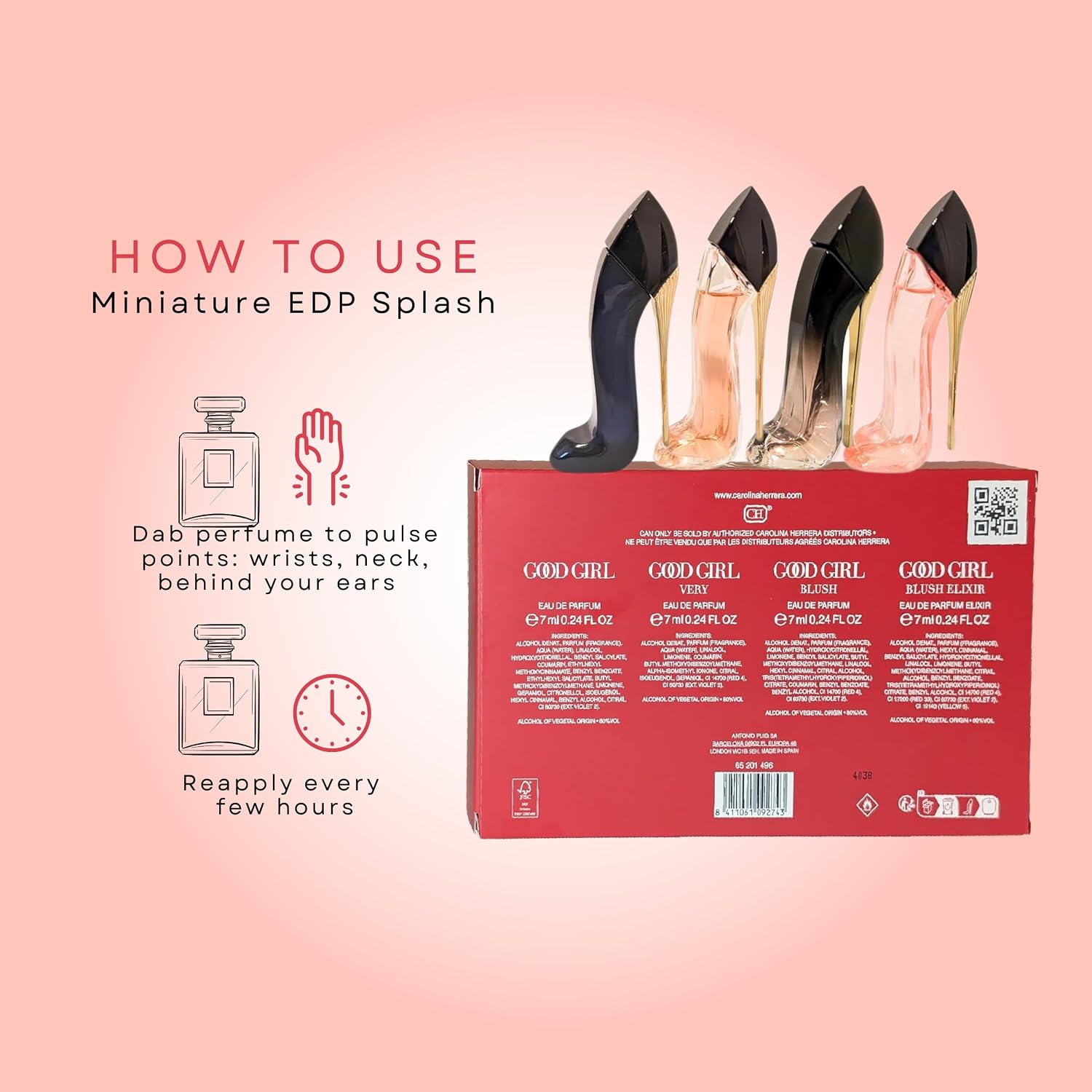 Carolina Herrera Good Girl Perfume for Women 4 Pc Mini Splash Gift Set - Image 3