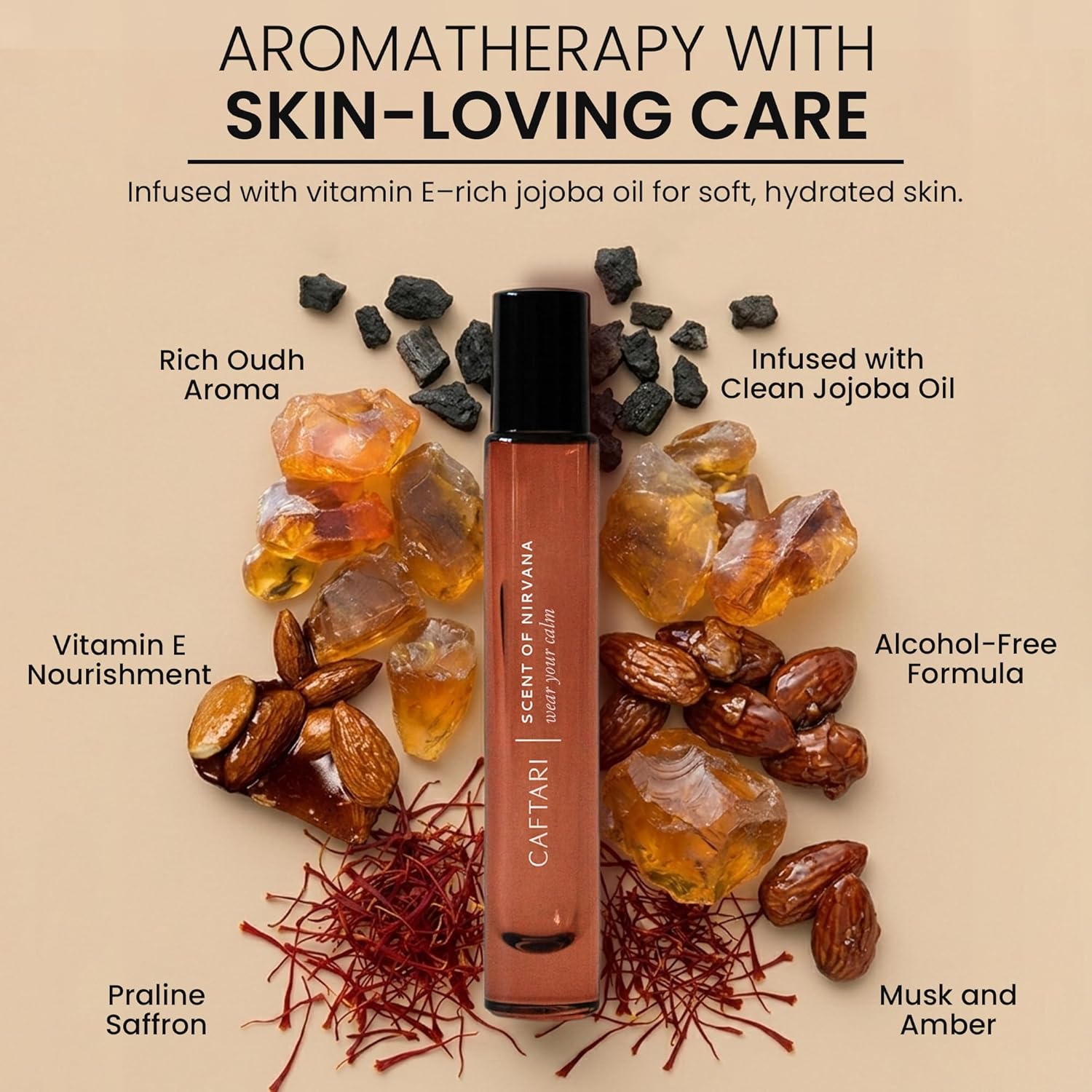 Caftari Oud Perfume Oil Rollerball | Scent of Nirvana | Oud, Musk, Amber & Saffron | Roll On Oil Perfume | Non Toxic Perfume | Alcohol-Free | 100% Jojoba Base | Unisex | Travel Ready 10 ml - Image 4