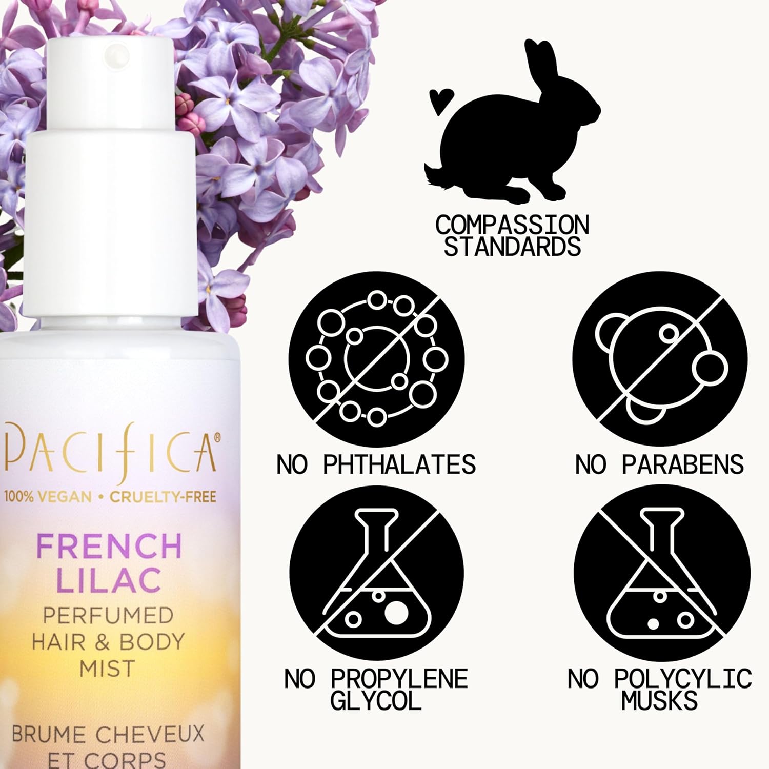 Pacifica French Lilac Hair & Body Mist – Clean Vegan Floral Hair Perfume Spray for Women, Fresh-Cut Lilac, Magnolia & Heliotrope Notes, Alcohol-Free Head-to-Toe Fragrance, Cruelty-Free, 6 Fl Oz - Image 6